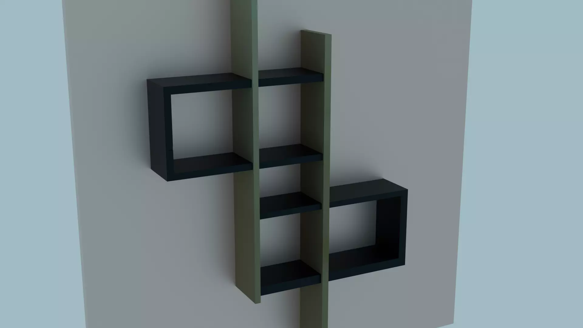 modern wooden cornor wall shelf Low-poly 3D model_3
