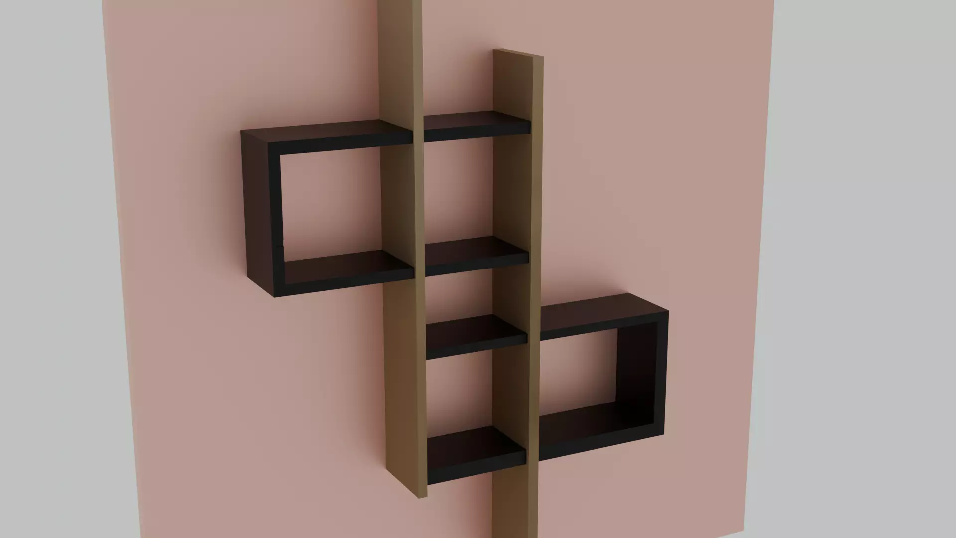 modern wooden cornor wall shelf Low-poly 3D model_1