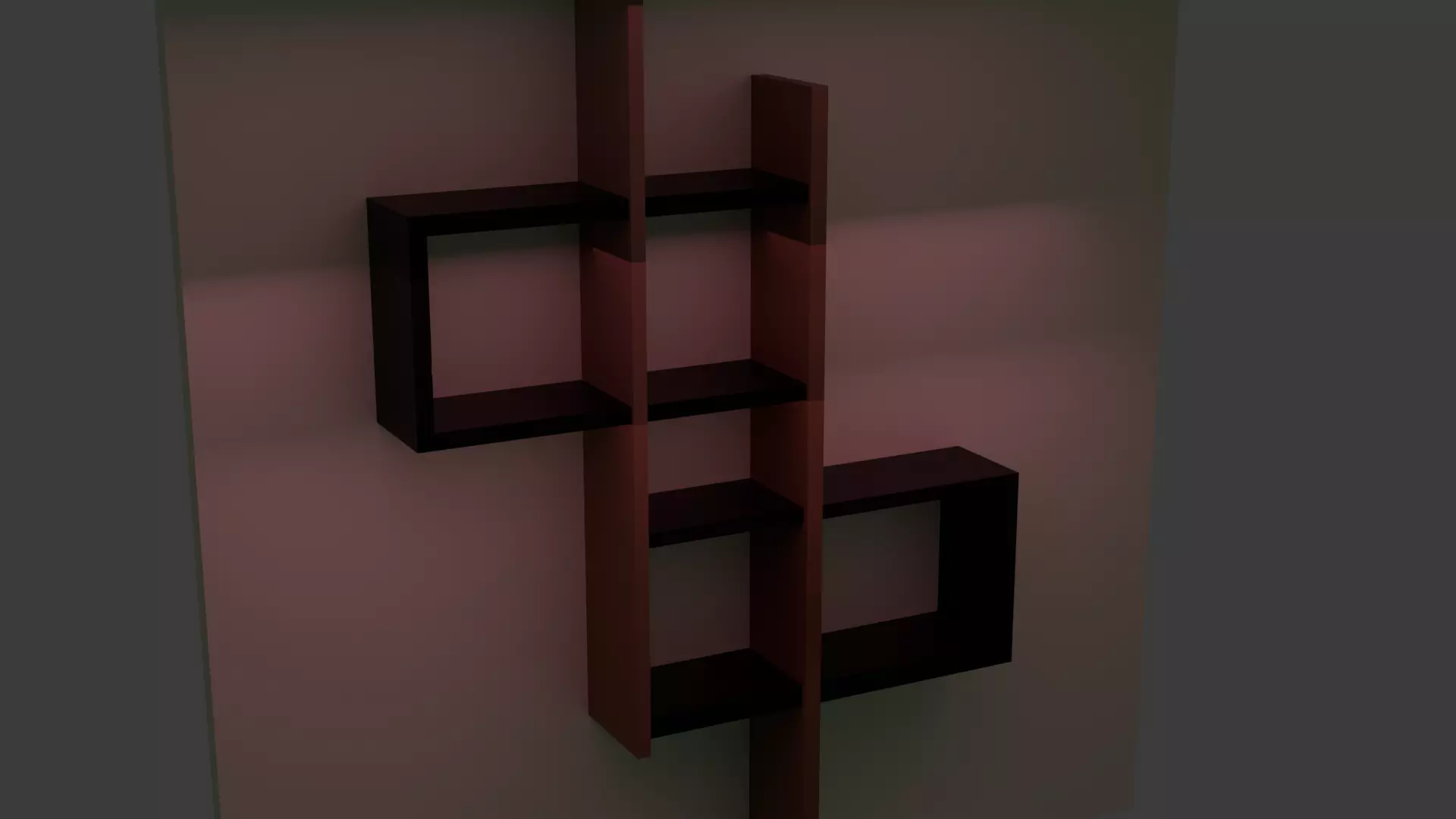 modern wooden cornor wall shelf Low-poly 3D model_0