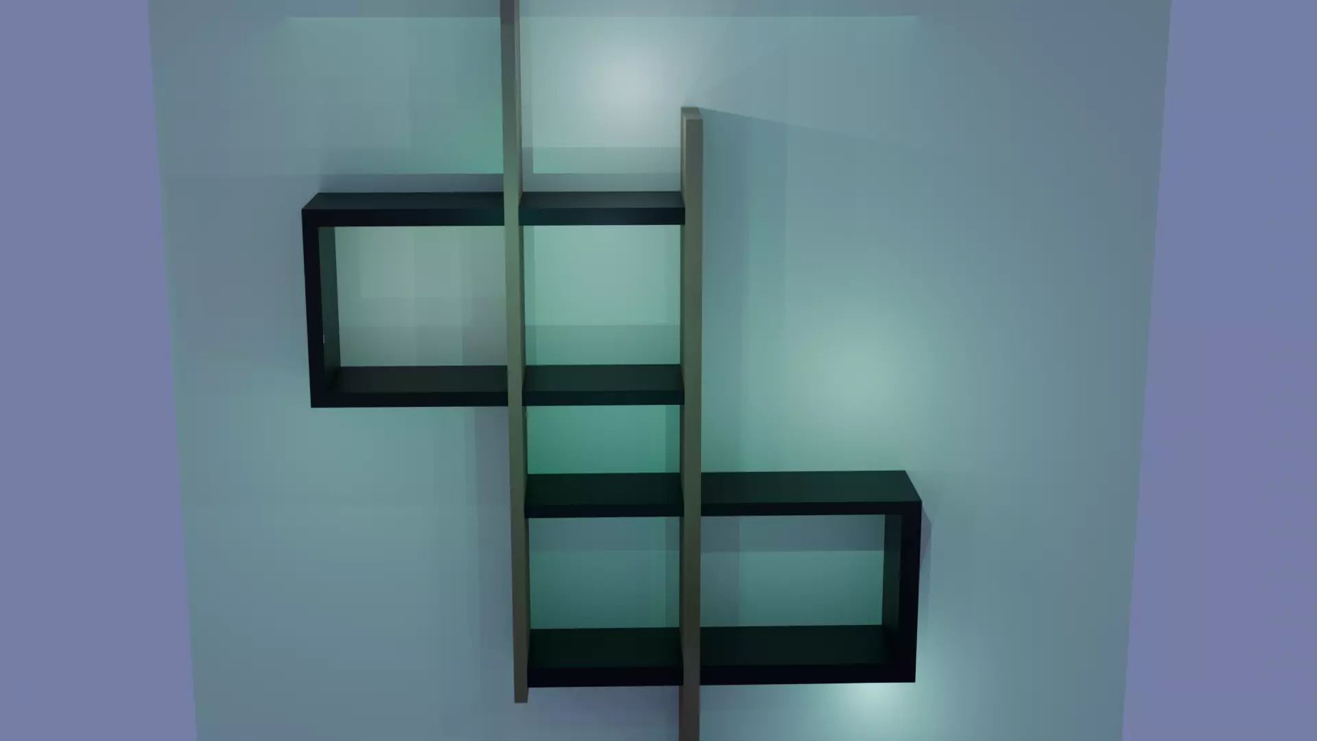 modern wooden cornor wall shelf Low-poly 3D model_2