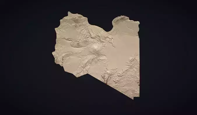 Libya physical map Bas Relief for CNC 3D Print STL