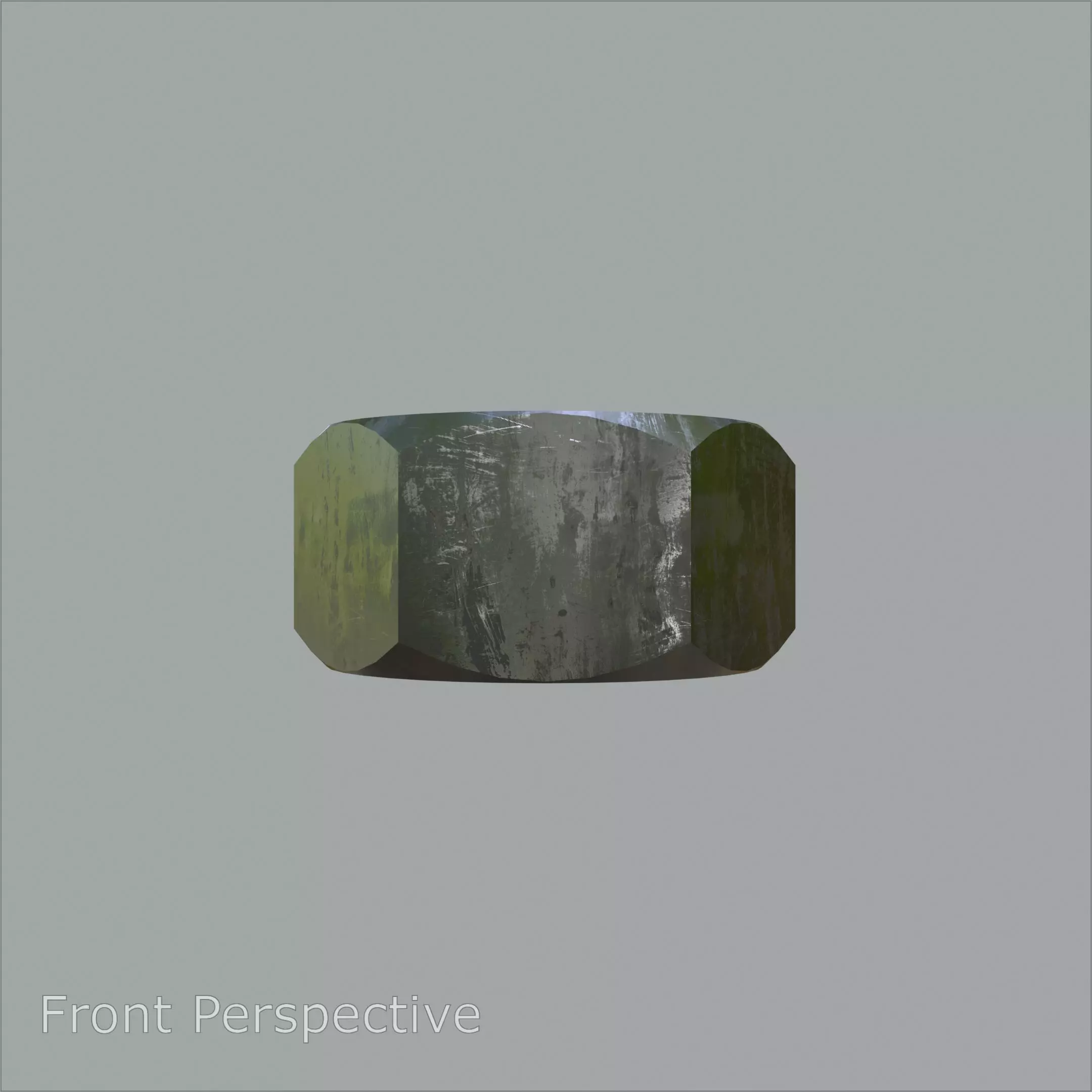 Steel Stained M8 Hex Nut with PBR 4K Textures 3D model_1