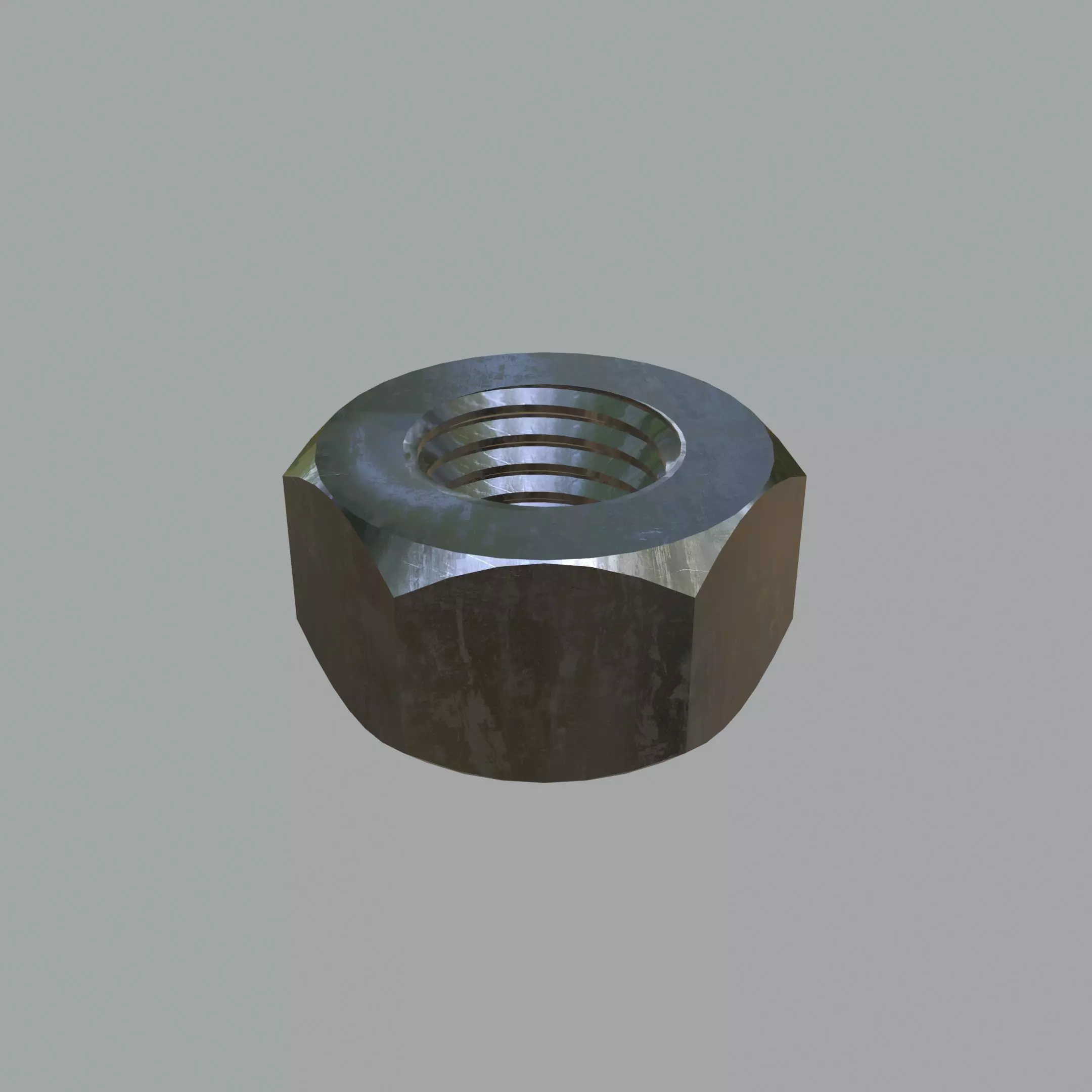 Steel Stained M8 Hex Nut with PBR 4K Textures 3D model_0