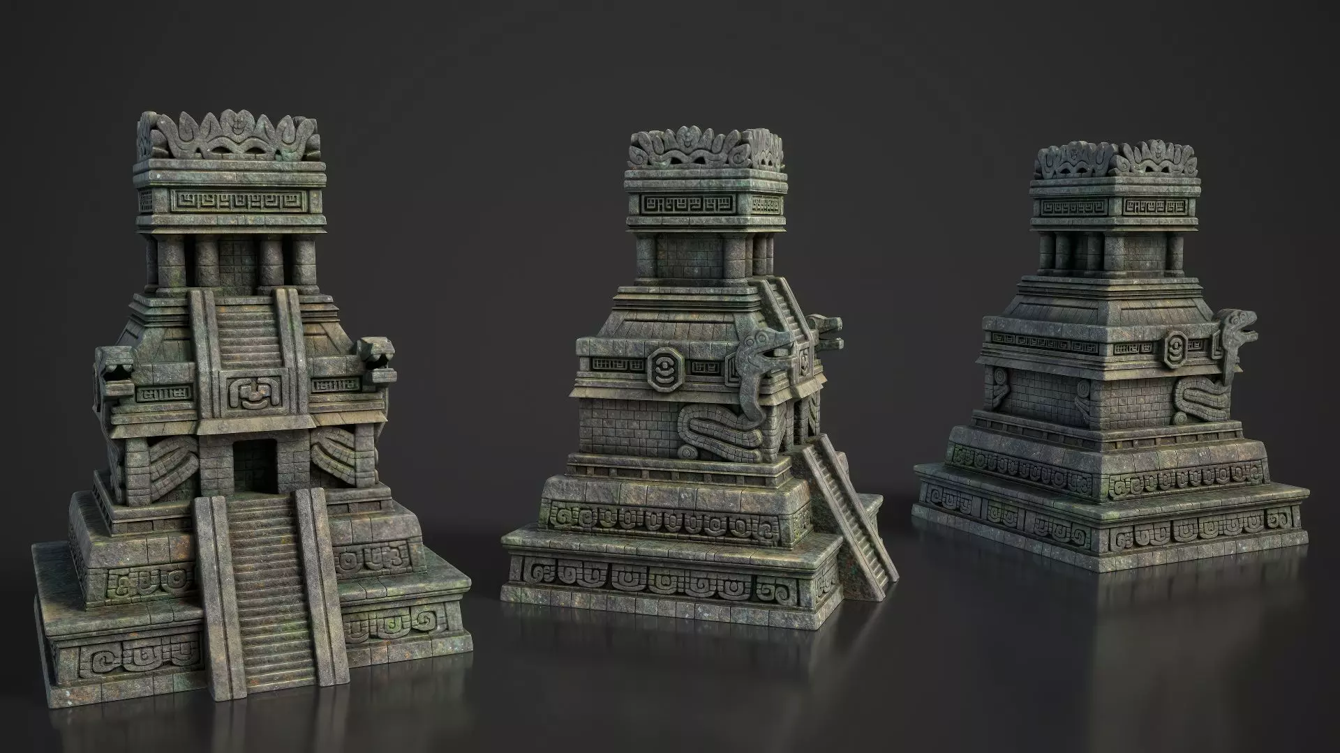 9 Ancient Mayan Temple Towers 3D Asset Pack 250814 Low-poly 3D model_13