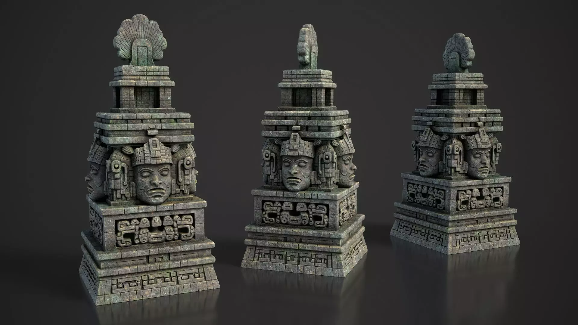 9 Ancient Mayan Temple Towers 3D Asset Pack 250814 Low-poly 3D model_3