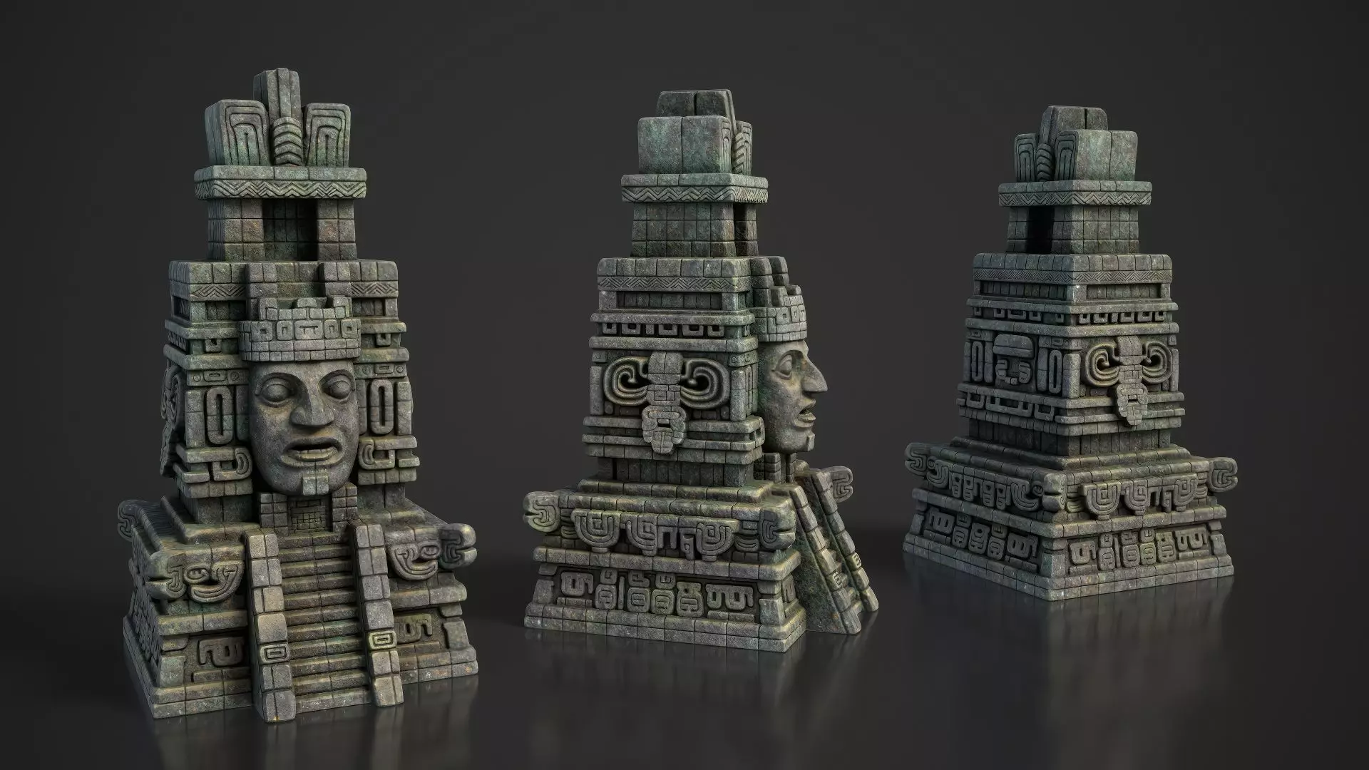 9 Ancient Mayan Temple Towers 3D Asset Pack 250814 Low-poly 3D model_15