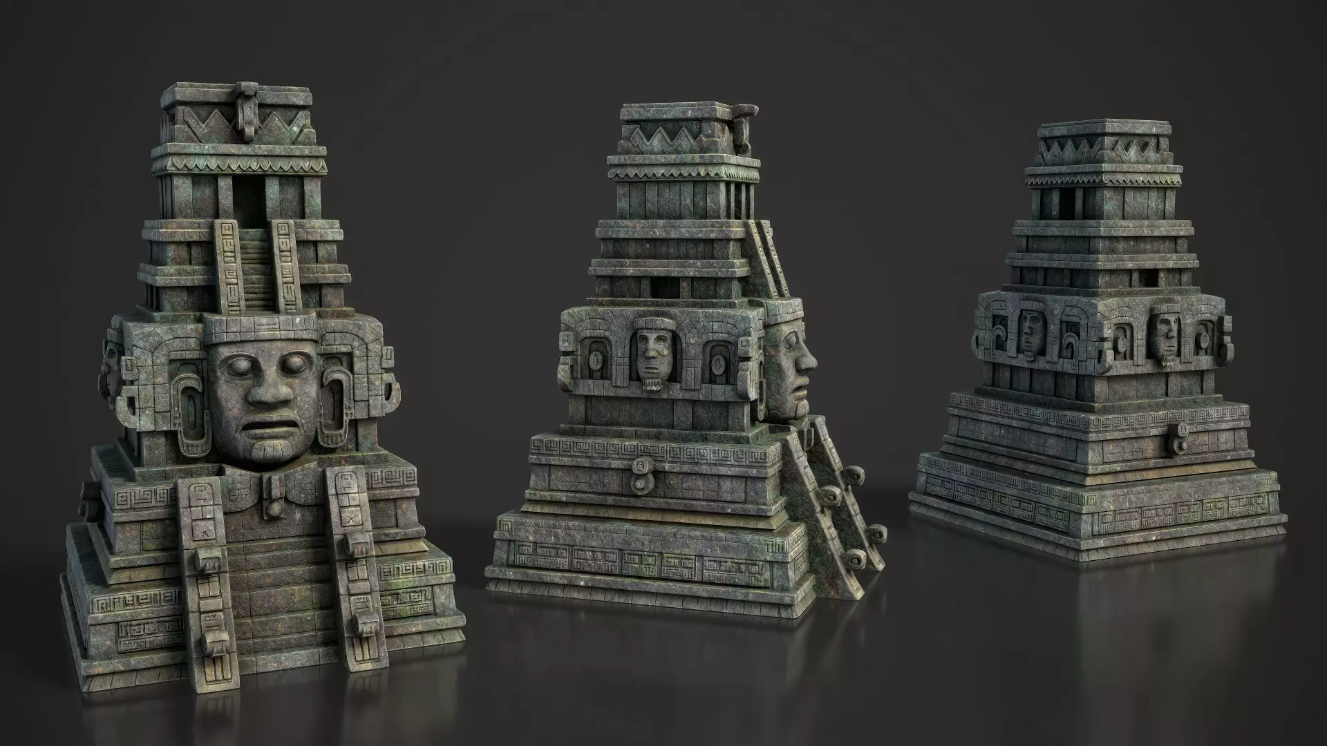 9 Ancient Mayan Temple Towers 3D Asset Pack 250814 Low-poly 3D model_5