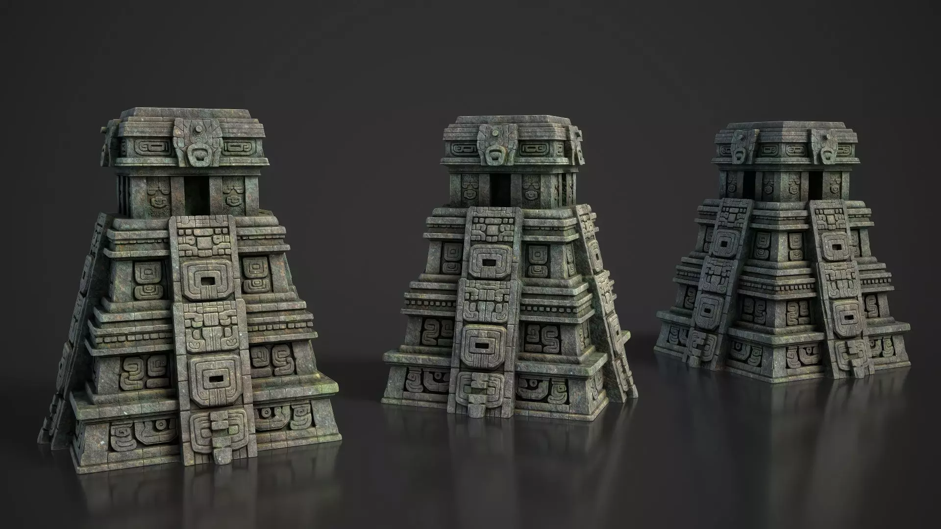 9 Ancient Mayan Temple Towers 3D Asset Pack 250814 Low-poly 3D model_17