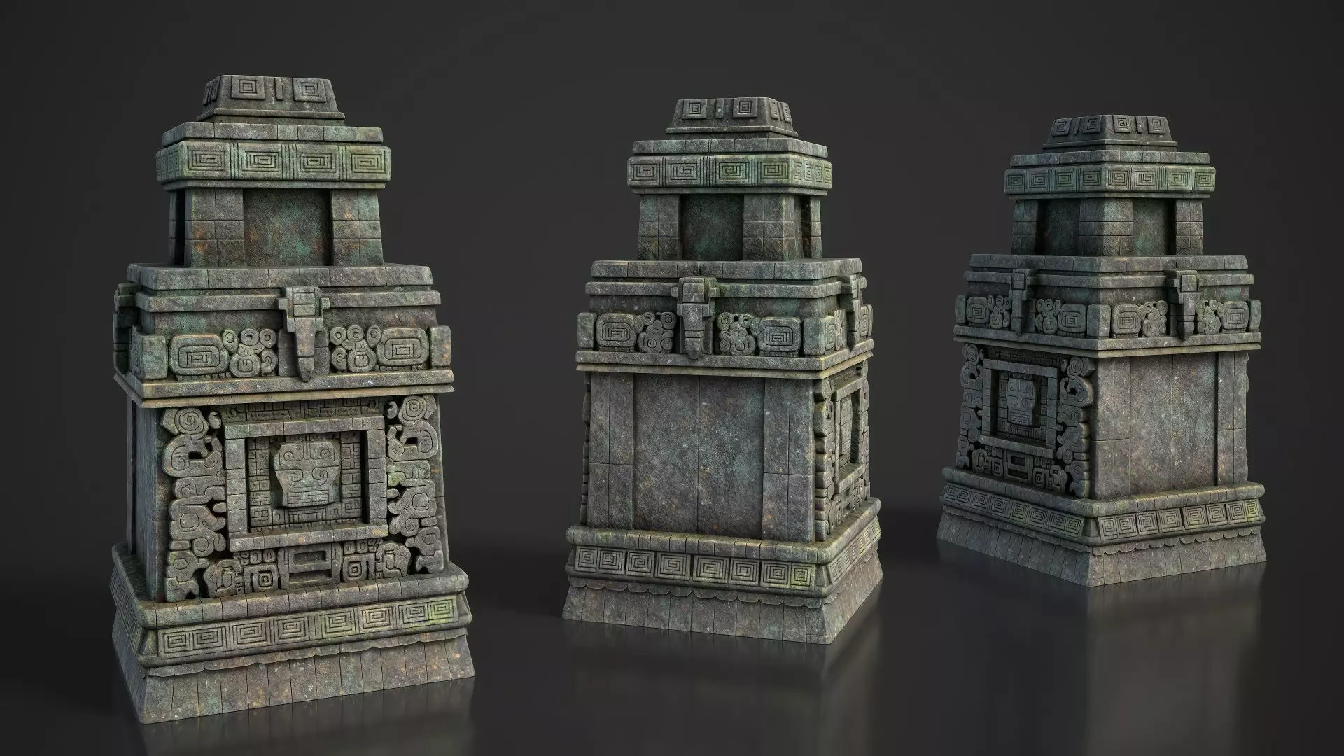 9 Ancient Mayan Temple Towers 3D Asset Pack 250814 Low-poly 3D model_7