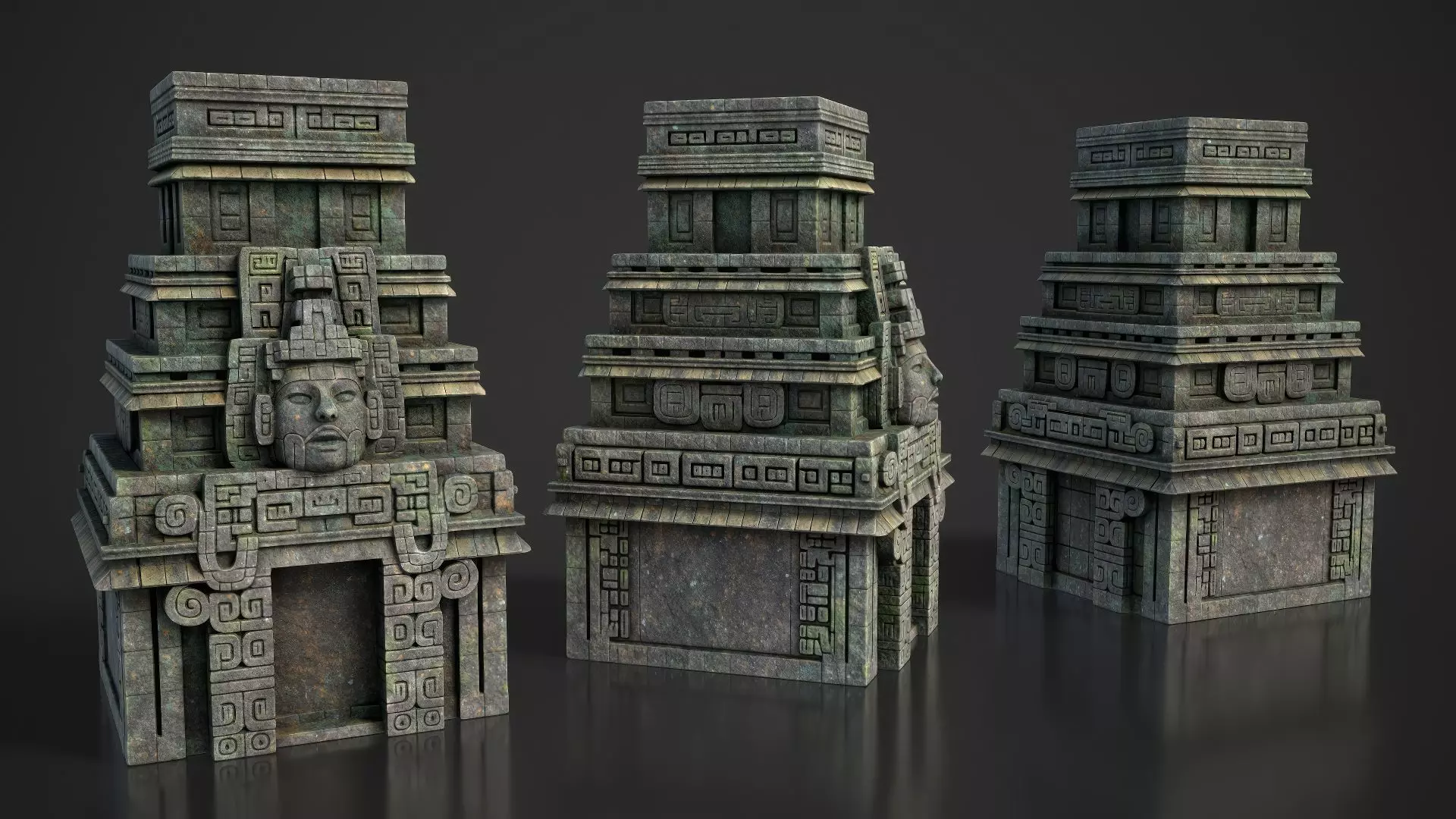 9 Ancient Mayan Temple Towers 3D Asset Pack 250814 Low-poly 3D model_11