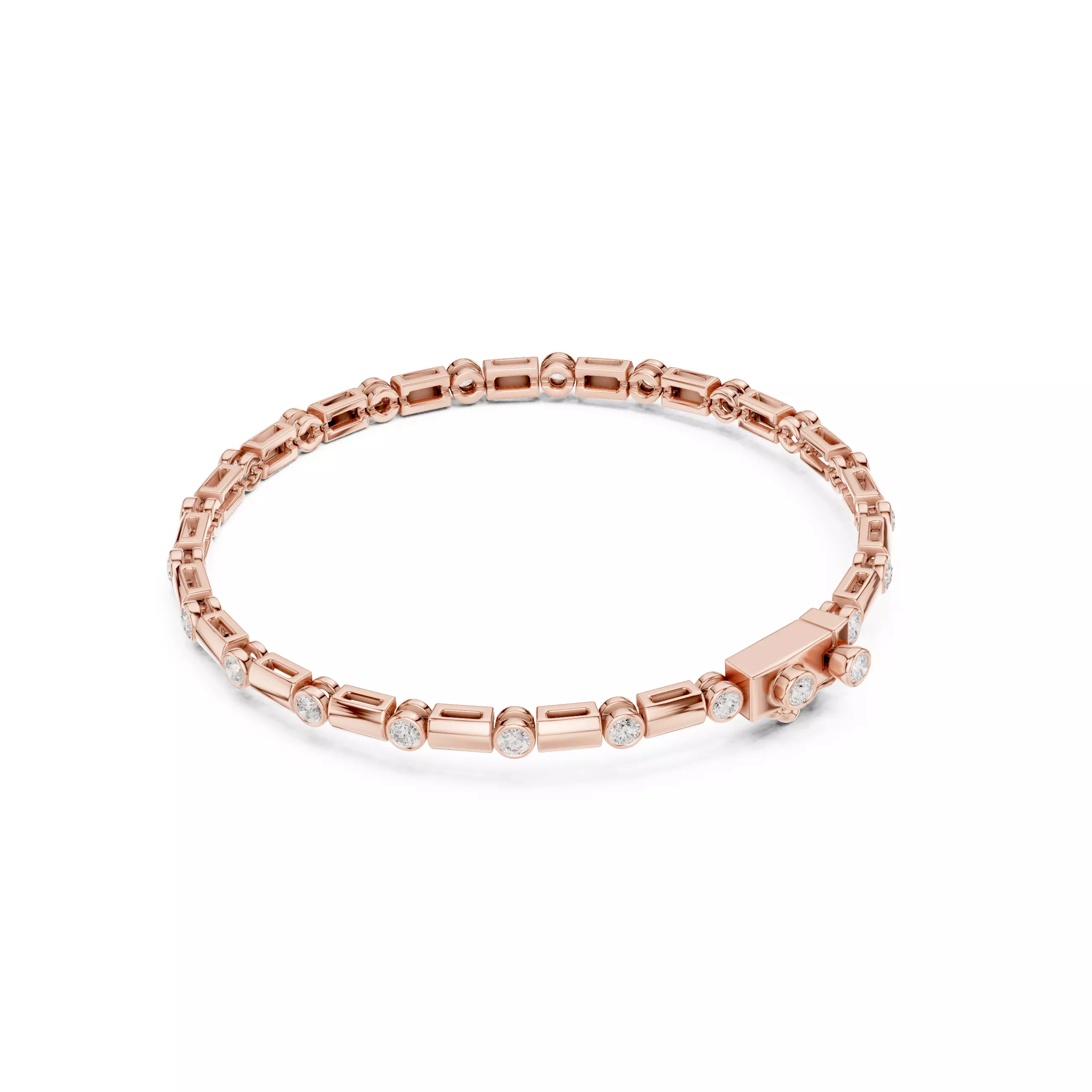 Round Cut Diamond Mens Bracelet 3DM STL Files with Video 3D print model_4