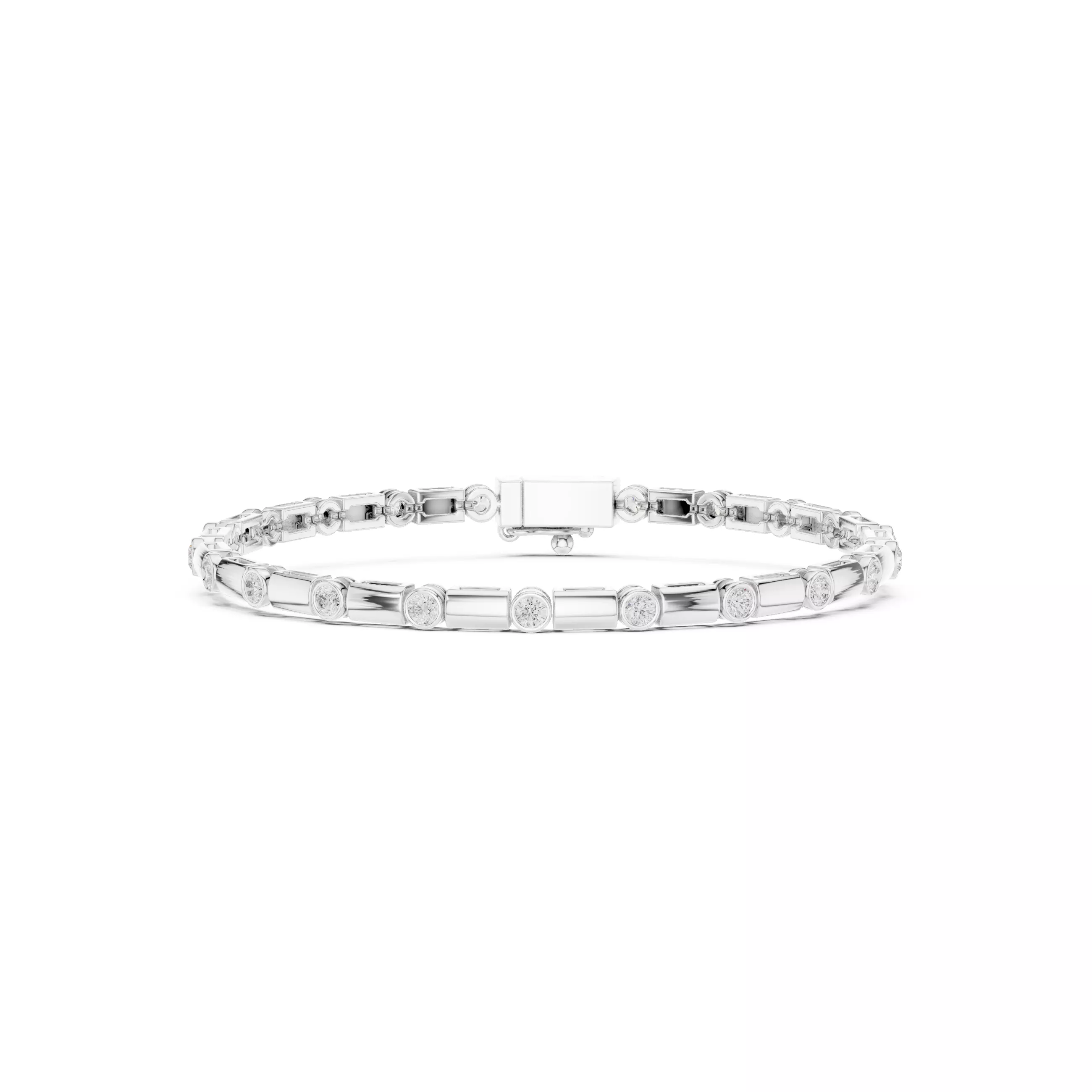 Round Cut Diamond Mens Bracelet 3DM STL Files with Video 3D print model_2