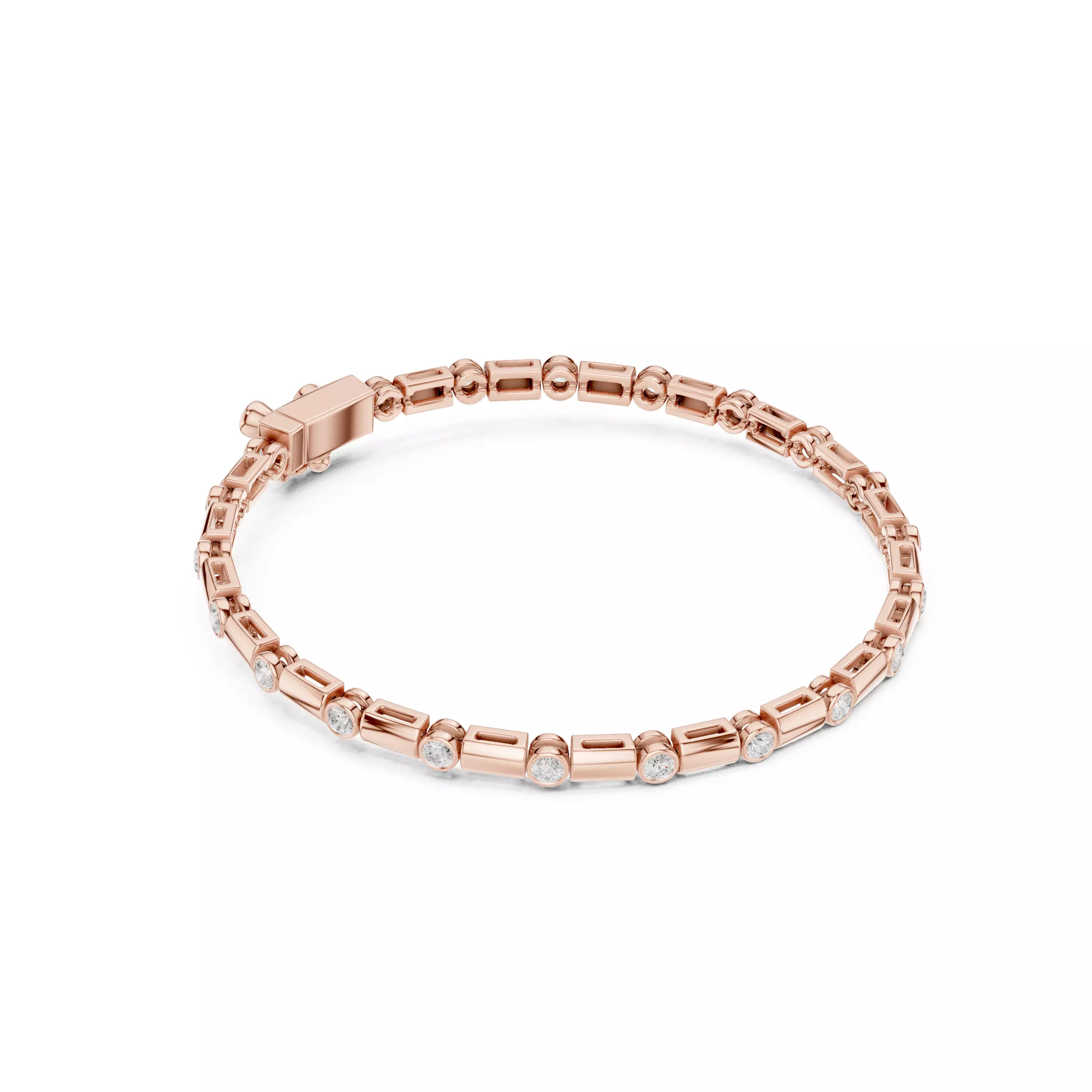 Round Cut Diamond Mens Bracelet 3DM STL Files with Video 3D print model_3