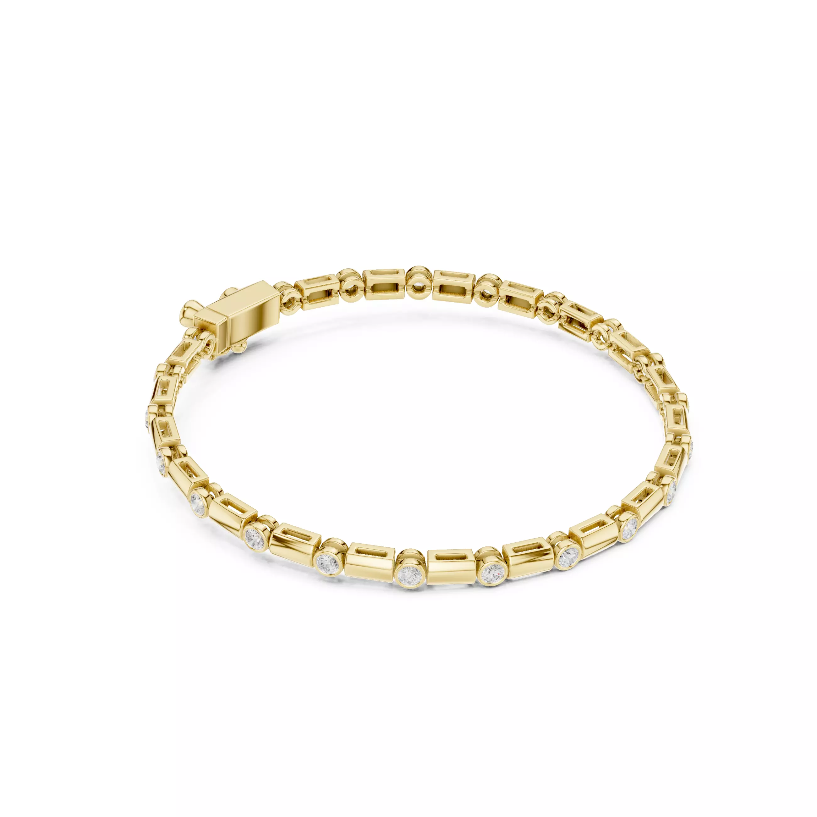 Round Cut Diamond Mens Bracelet 3DM STL Files with Video 3D print model_6