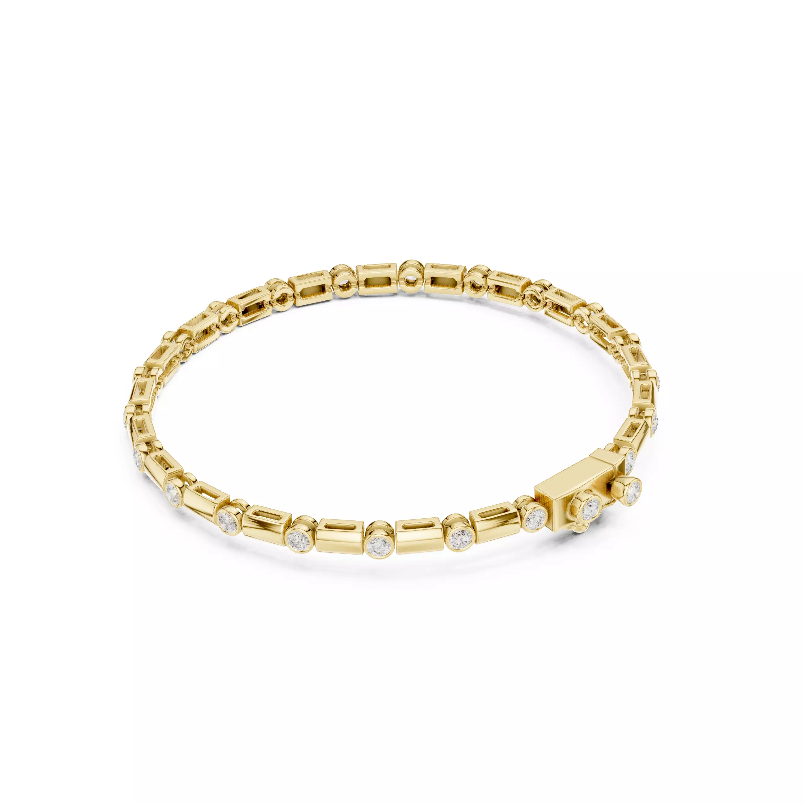 Round Cut Diamond Mens Bracelet 3DM STL Files with Video 3D print model_7