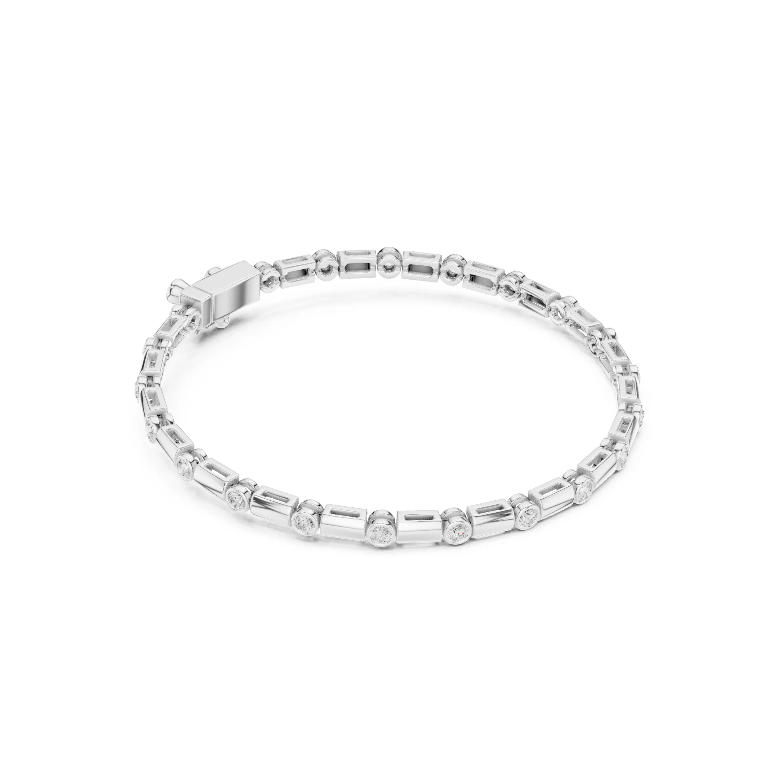 Round Cut Diamond Mens Bracelet 3DM STL Files with Video 3D print model_9