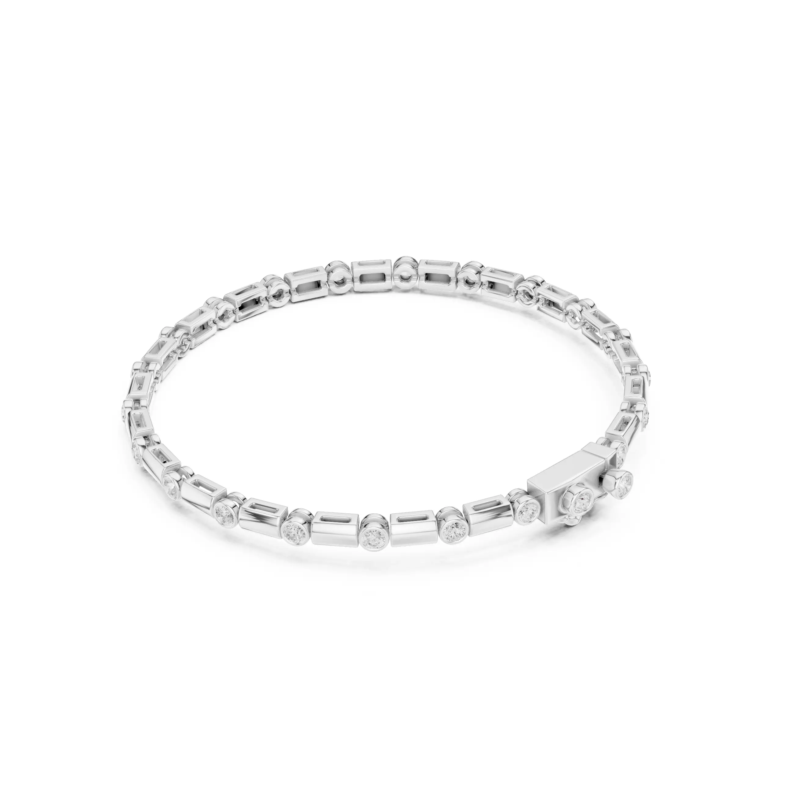 Round Cut Diamond Mens Bracelet 3DM STL Files with Video 3D print model_10