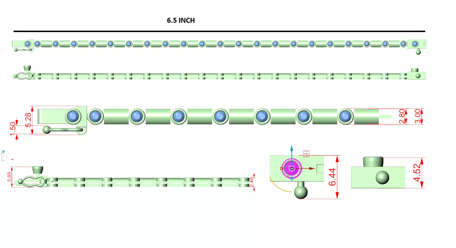 Round Cut Diamond Mens Bracelet 3DM STL Files with Video 3D print model_12