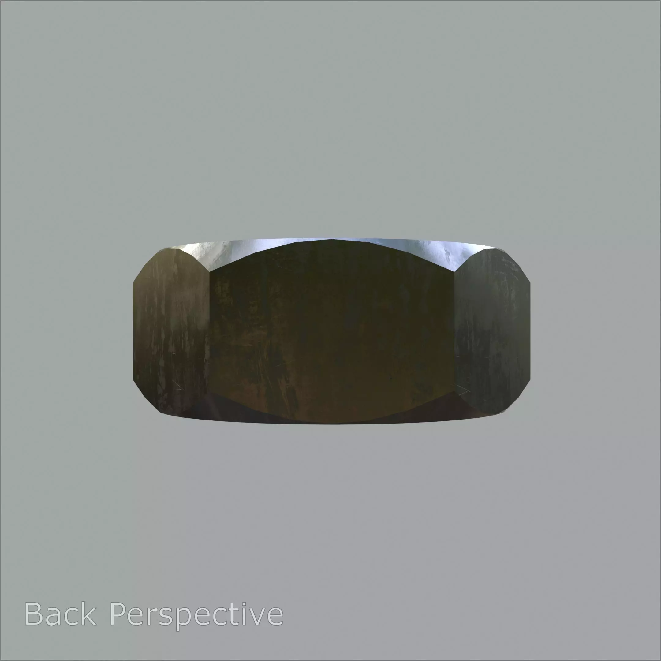 Steel Stained M10 Hex Nut with PBR 4K Textures 3D model_2
