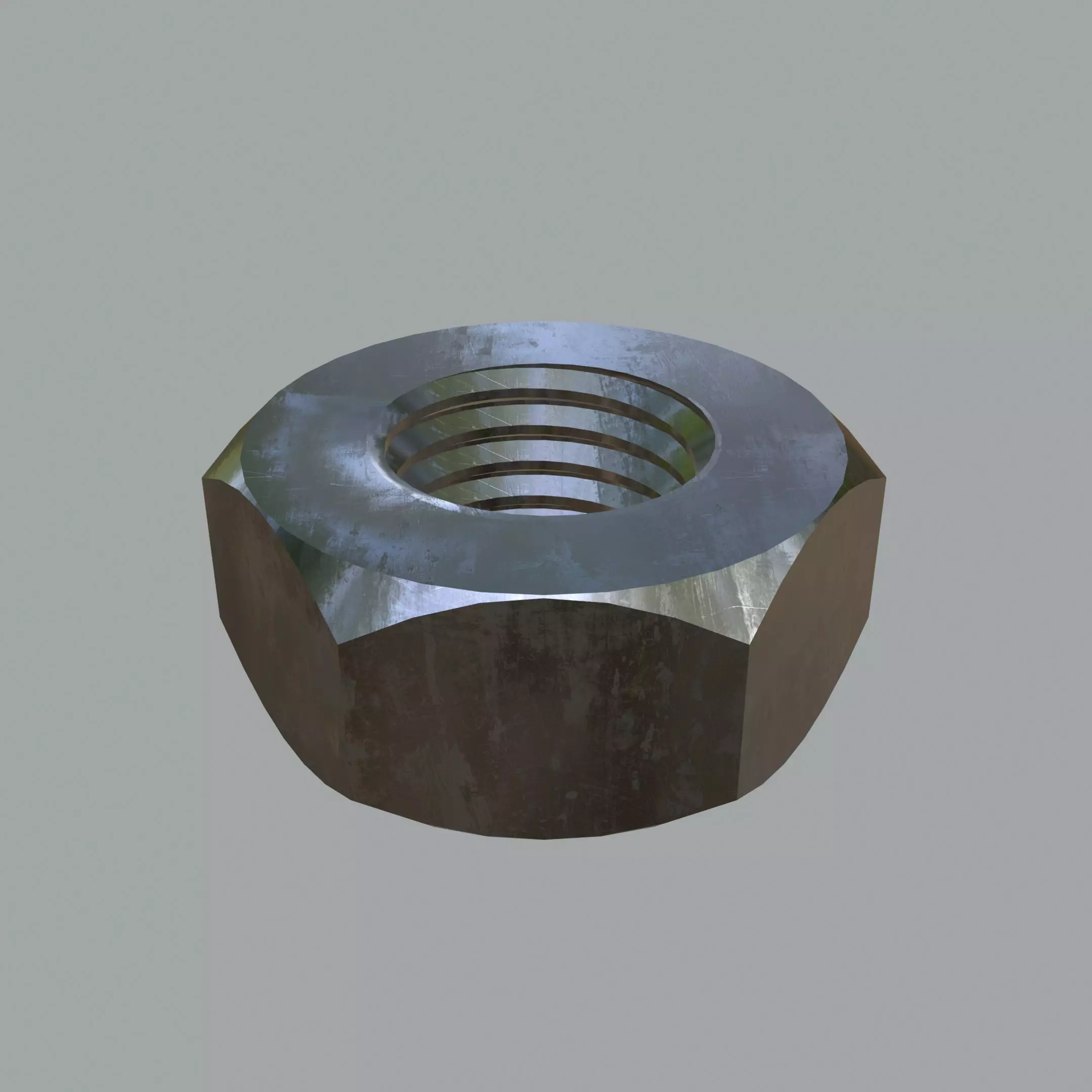 Steel Stained M10 Hex Nut with PBR 4K Textures 3D model_0