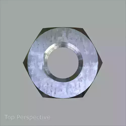 Steel Stained M10 Hex Nut with PBR 4K Textures 3D model 7