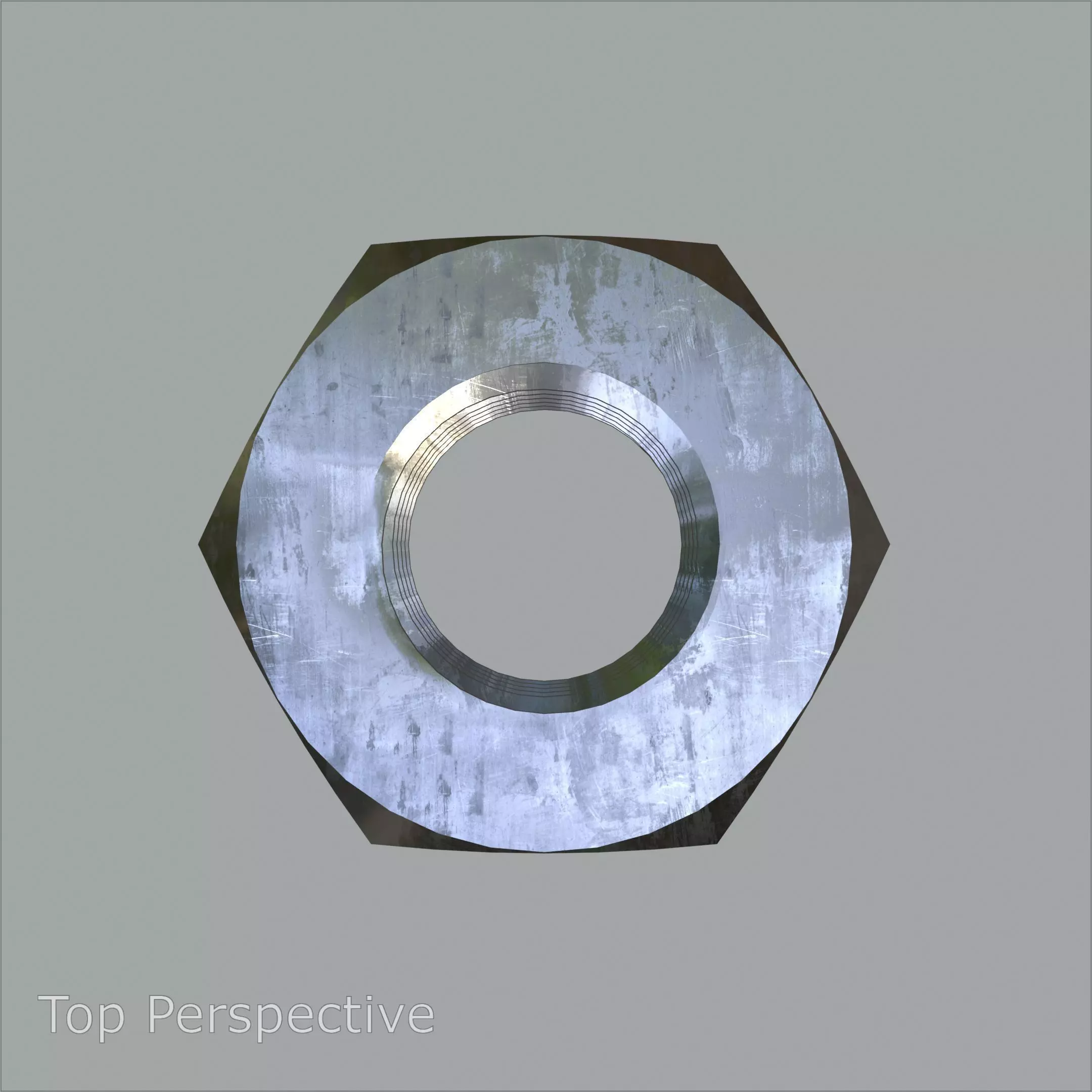 Steel Stained M10 Hex Nut with PBR 4K Textures 3D model_6