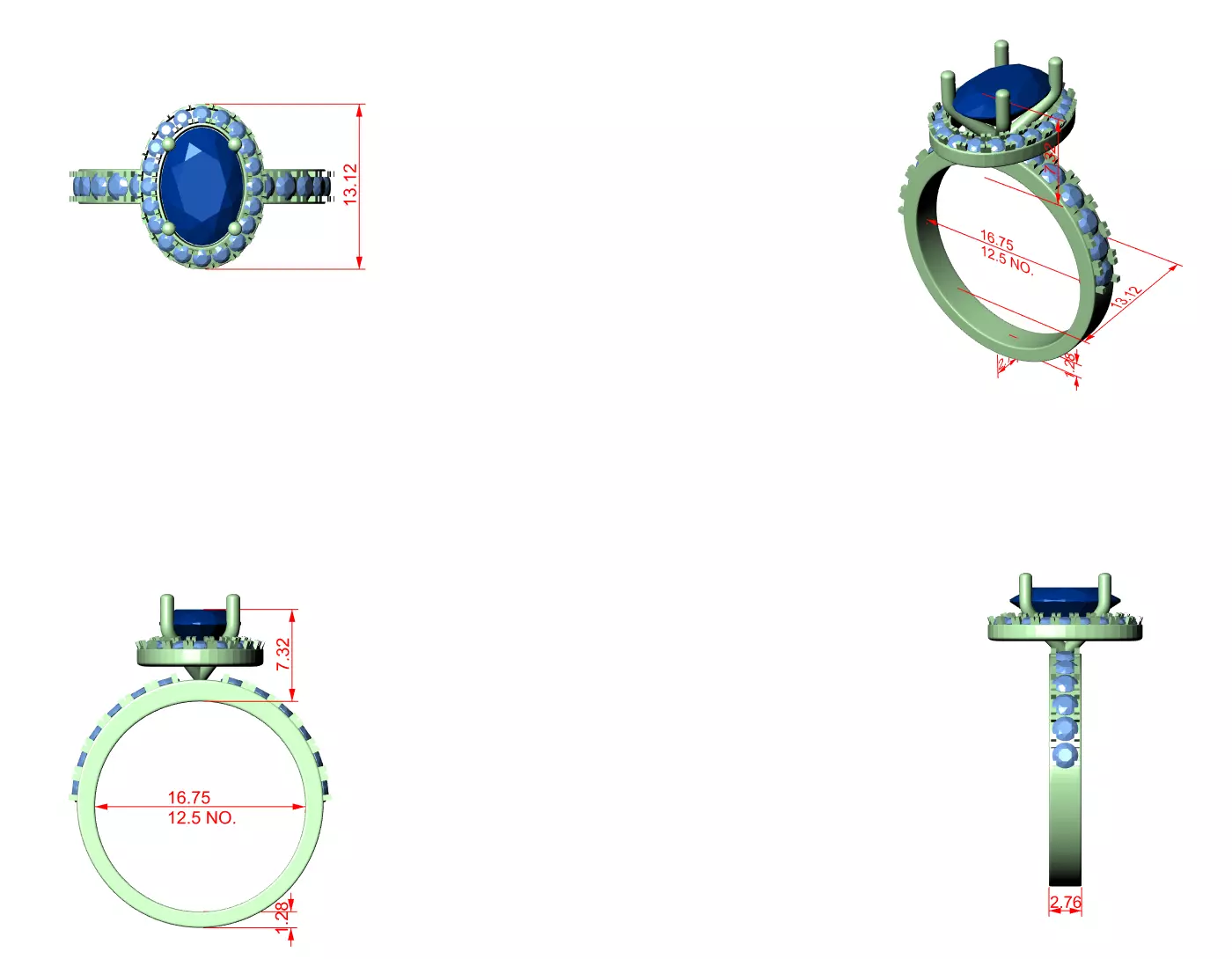 Halo Solitaire Ring 3dm stl renders animation videos details 3D print model_6