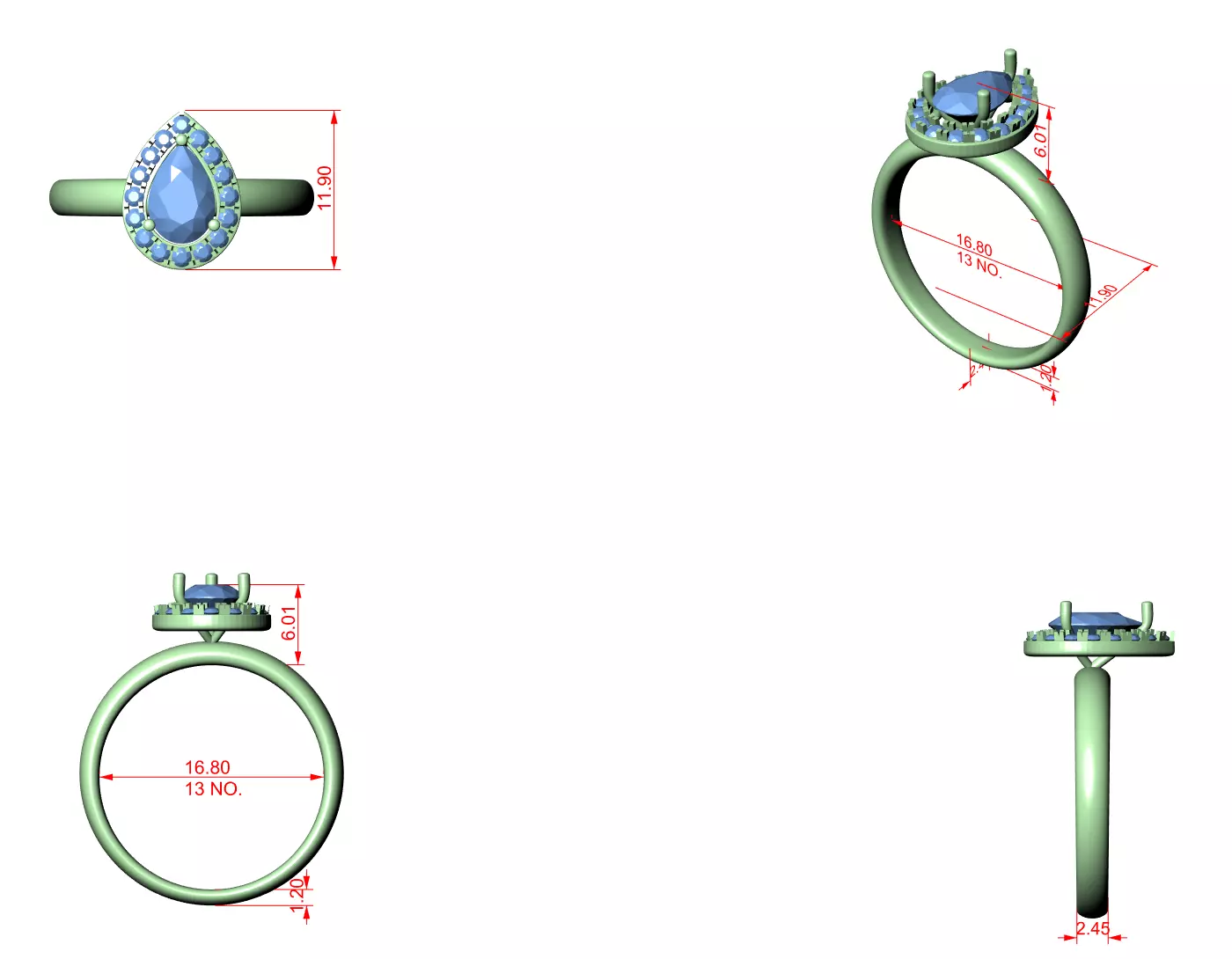 Halo Solitaire Ring 3dm stl renders animation videos details 3D print model_6