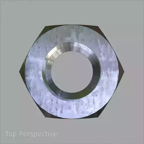Steel Stained M12 Hex Nut with PBR 4K Textures 3D model 7