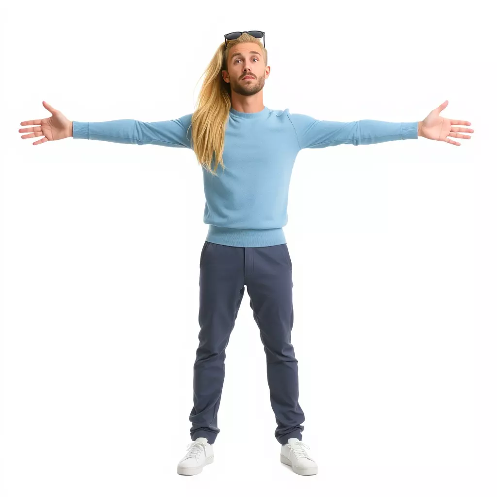 Casual Male Character Model Pack with Blue Sweater Low-poly 3D model_3