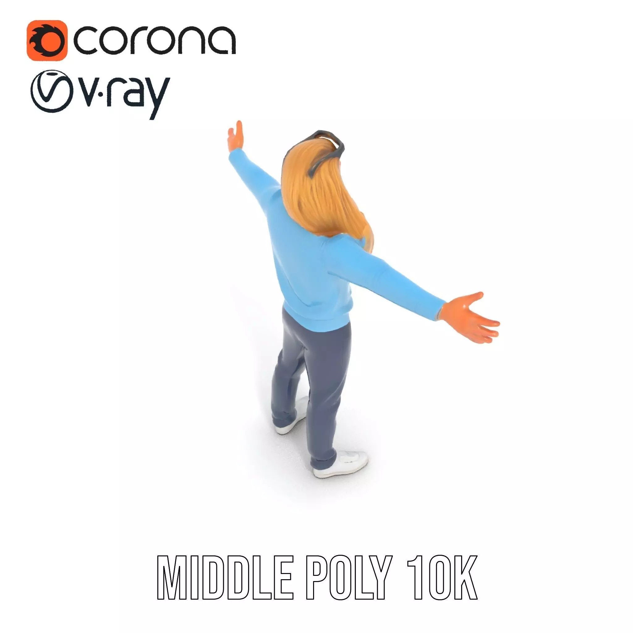 Casual Male Character Model Pack with Blue Sweater Low-poly 3D model_22