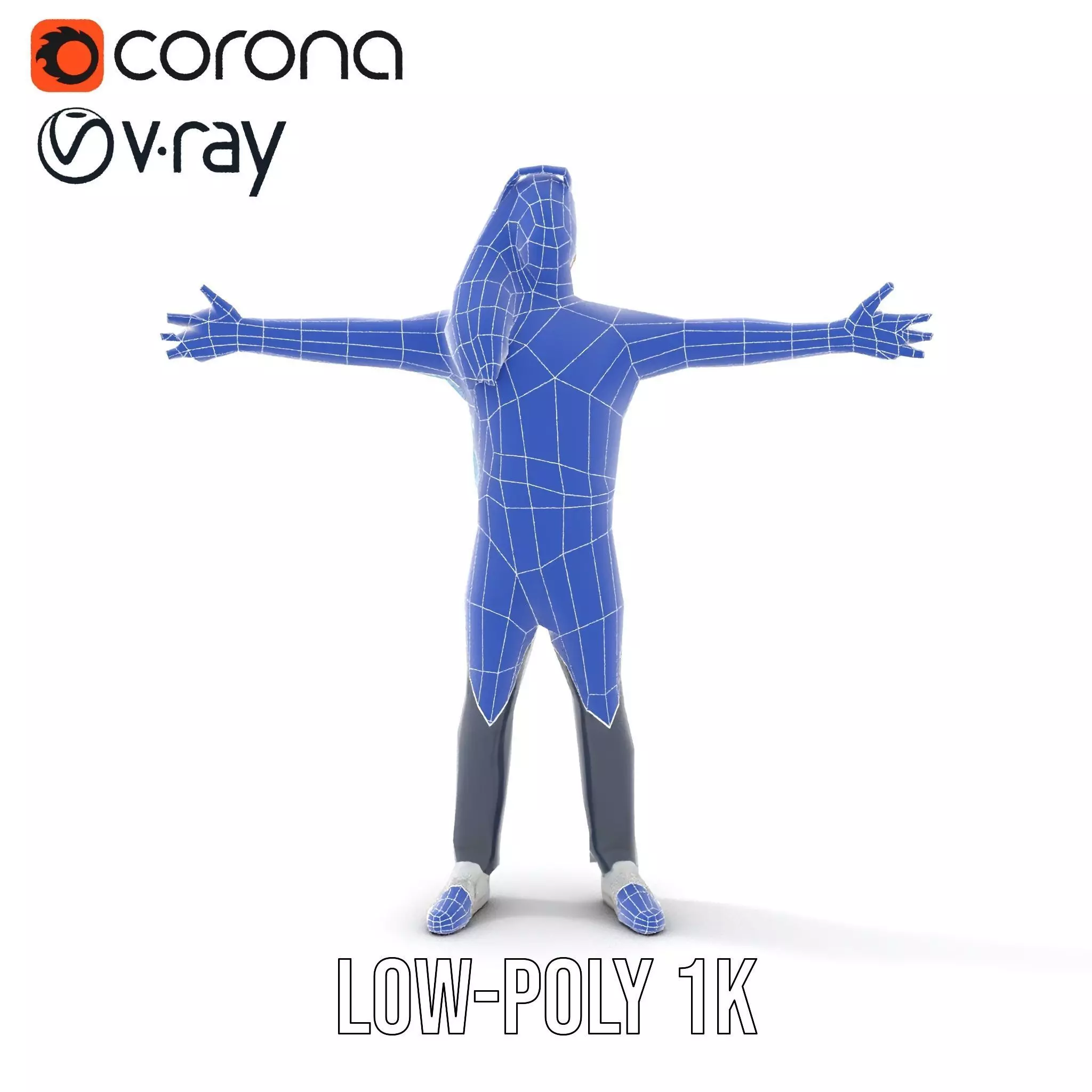 Casual Male Character Model Pack with Blue Sweater Low-poly 3D model_28