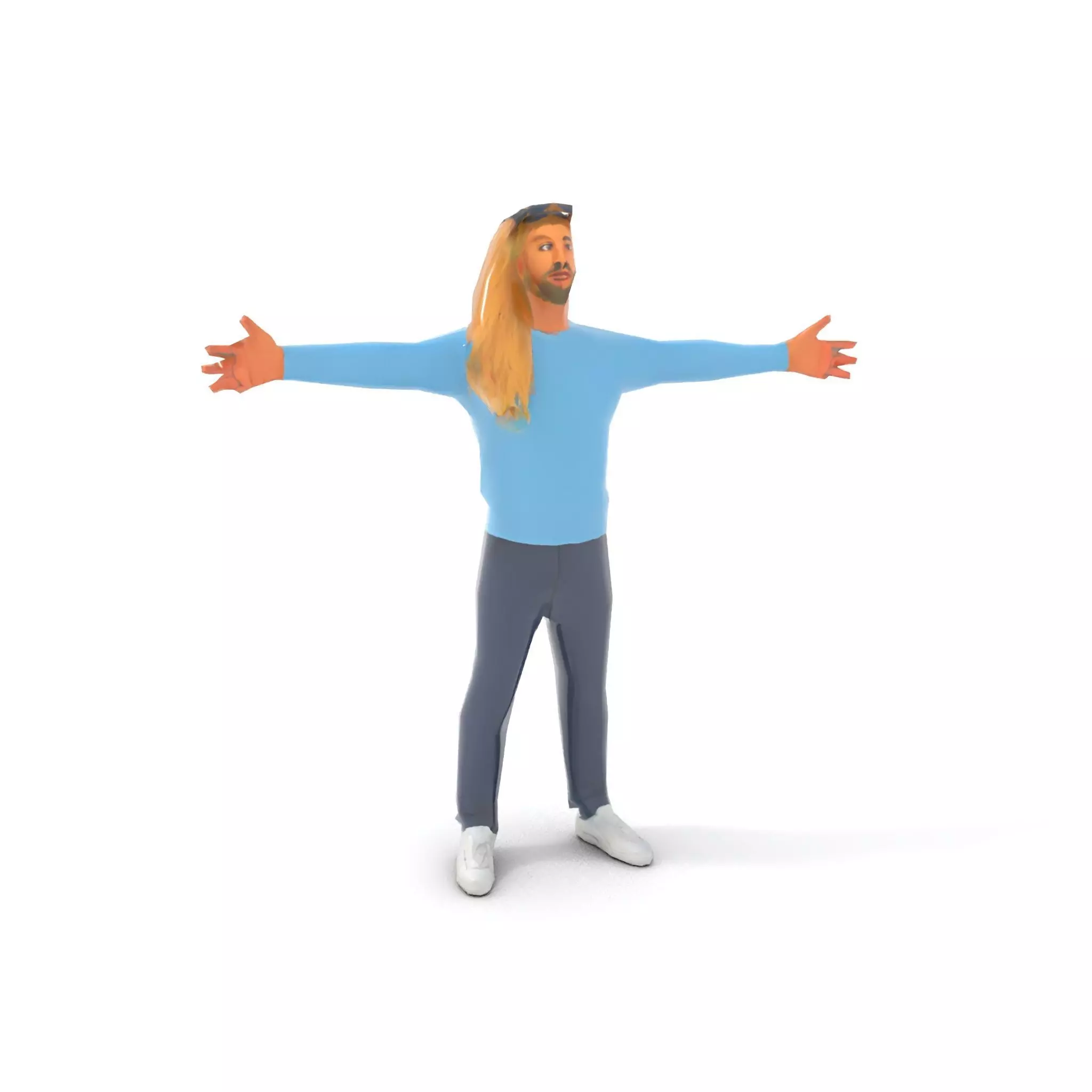Casual Male Character Model Pack with Blue Sweater Low-poly 3D model_8