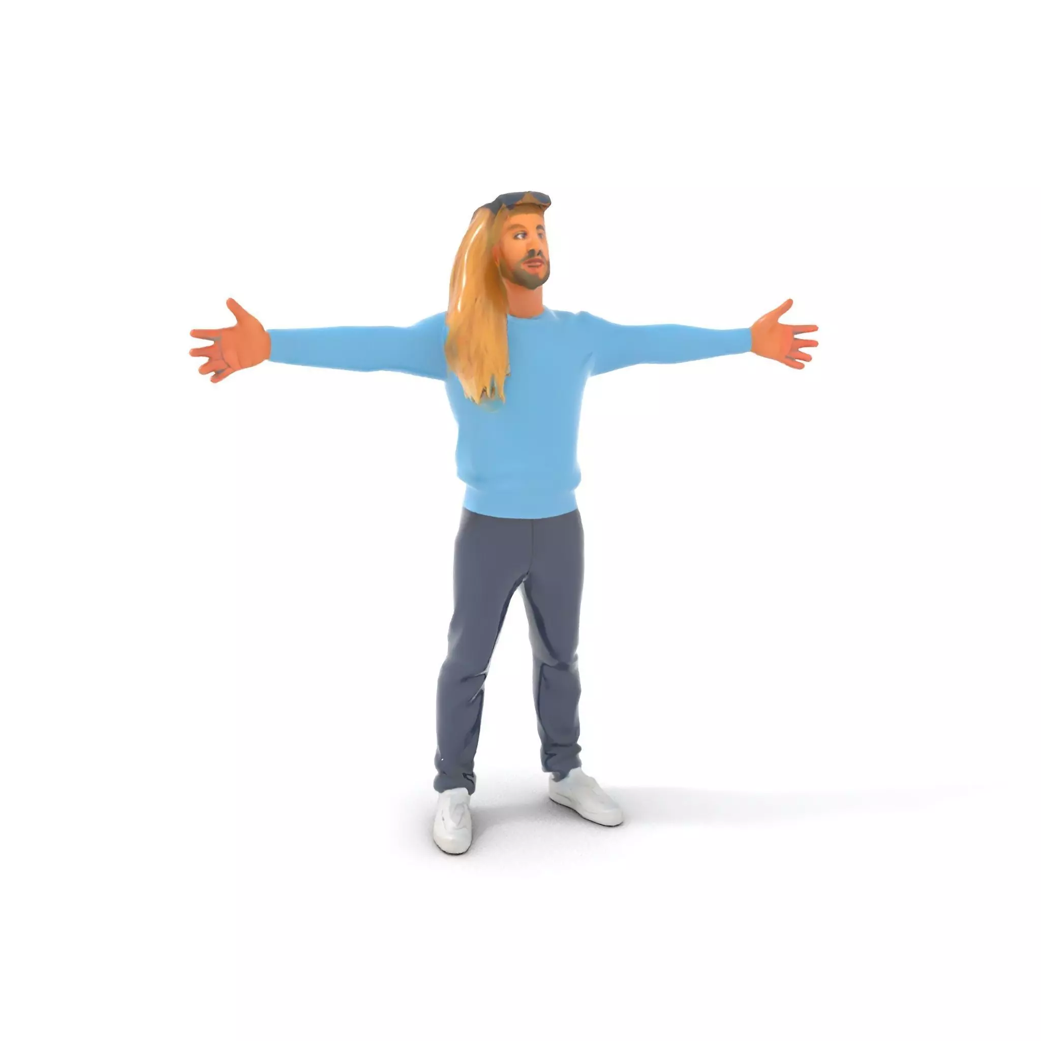 Casual Male Character Model Pack with Blue Sweater Low-poly 3D model_24
