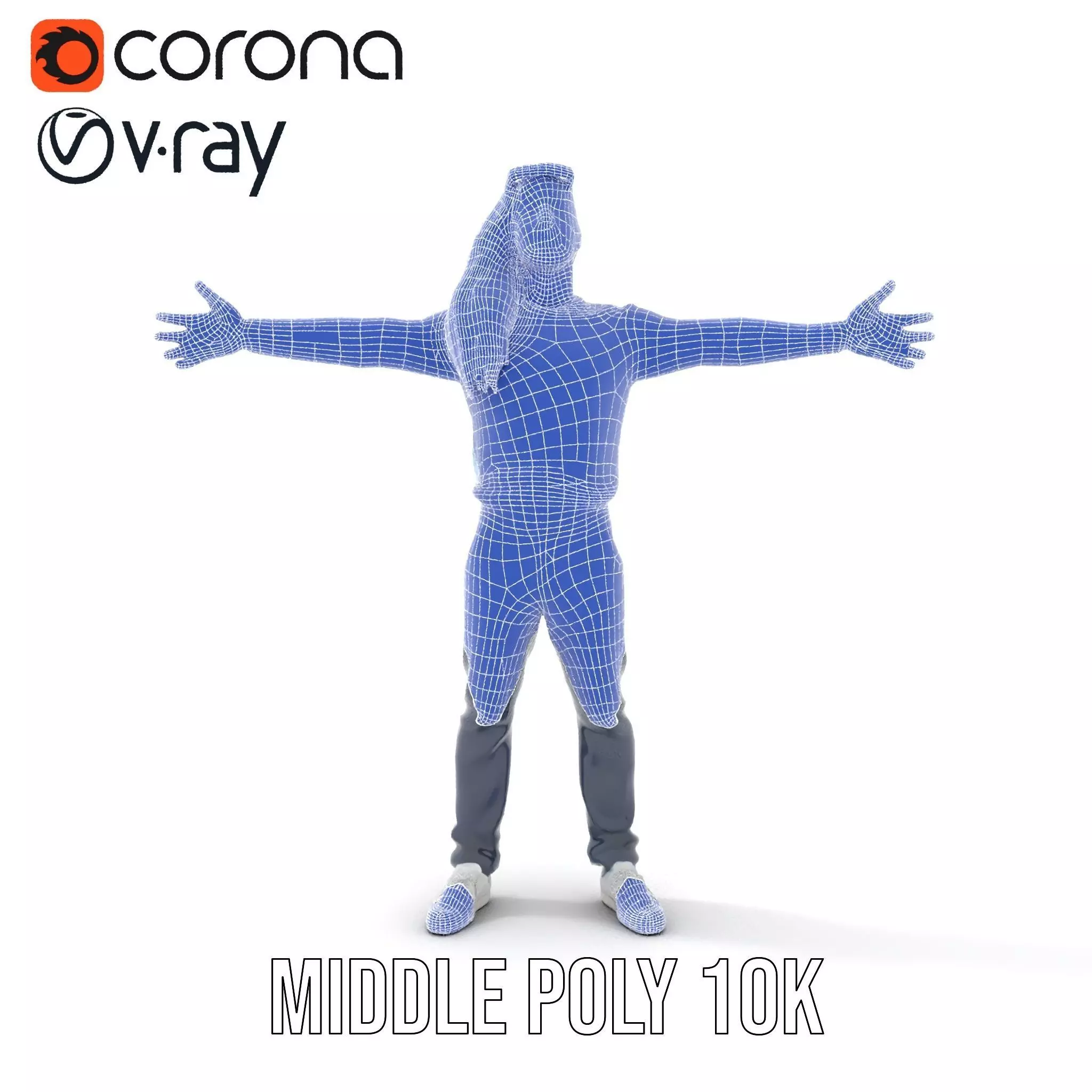 Casual Male Character Model Pack with Blue Sweater Low-poly 3D model_7