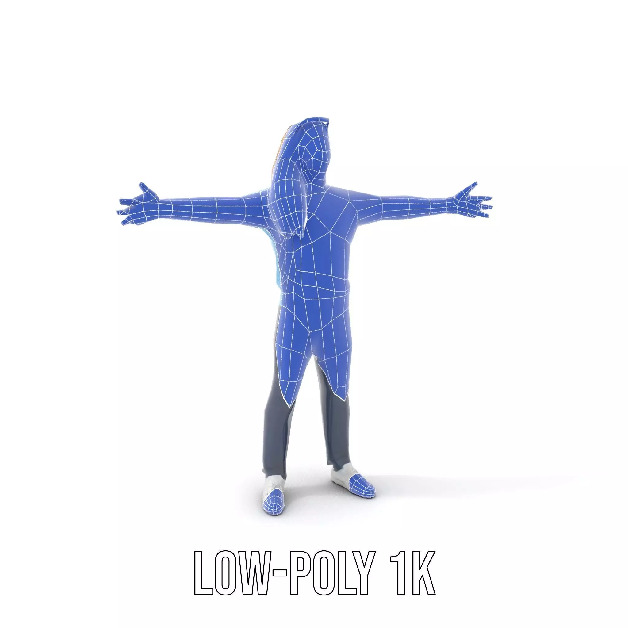 Casual Male Character Model Pack with Blue Sweater Low-poly 3D model_25