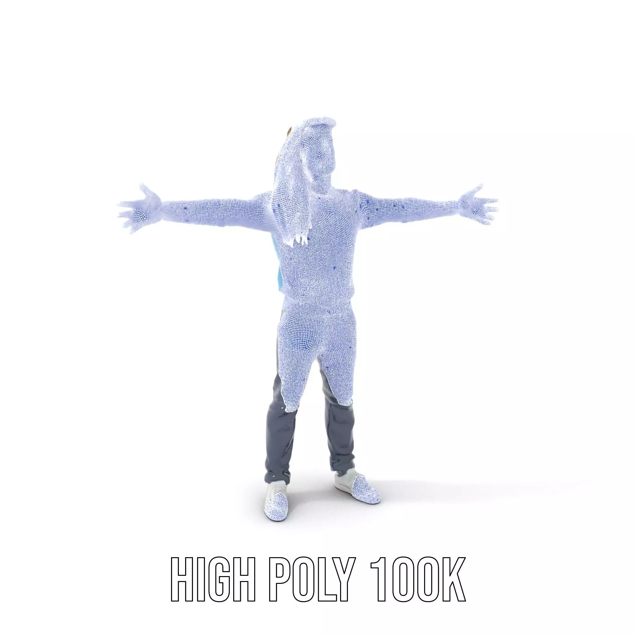 Casual Male Character Model Pack with Blue Sweater Low-poly 3D model_5