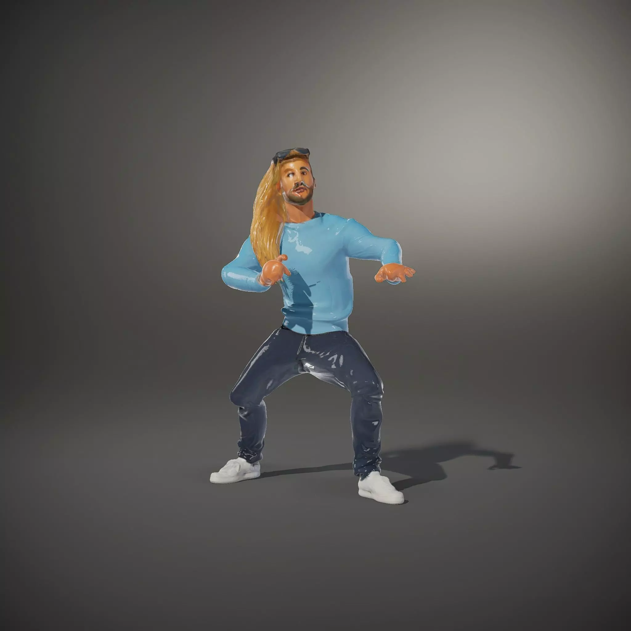 Casual Male Character Model Pack with Blue Sweater Low-poly 3D model_34
