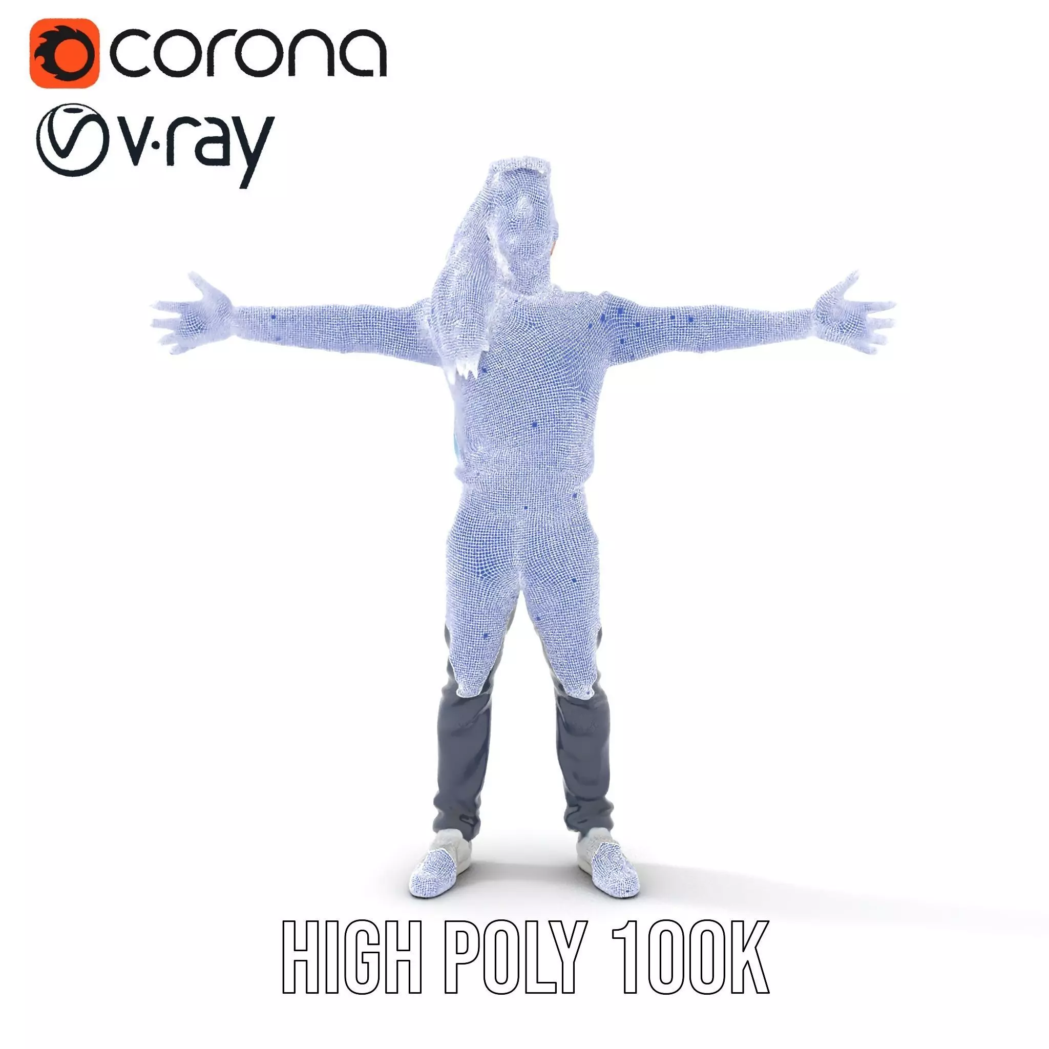 Casual Male Character Model Pack with Blue Sweater Low-poly 3D model_32