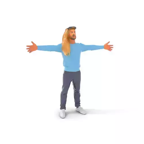 Casual Male Character Model Pack with Blue Sweater Low-poly 3D model