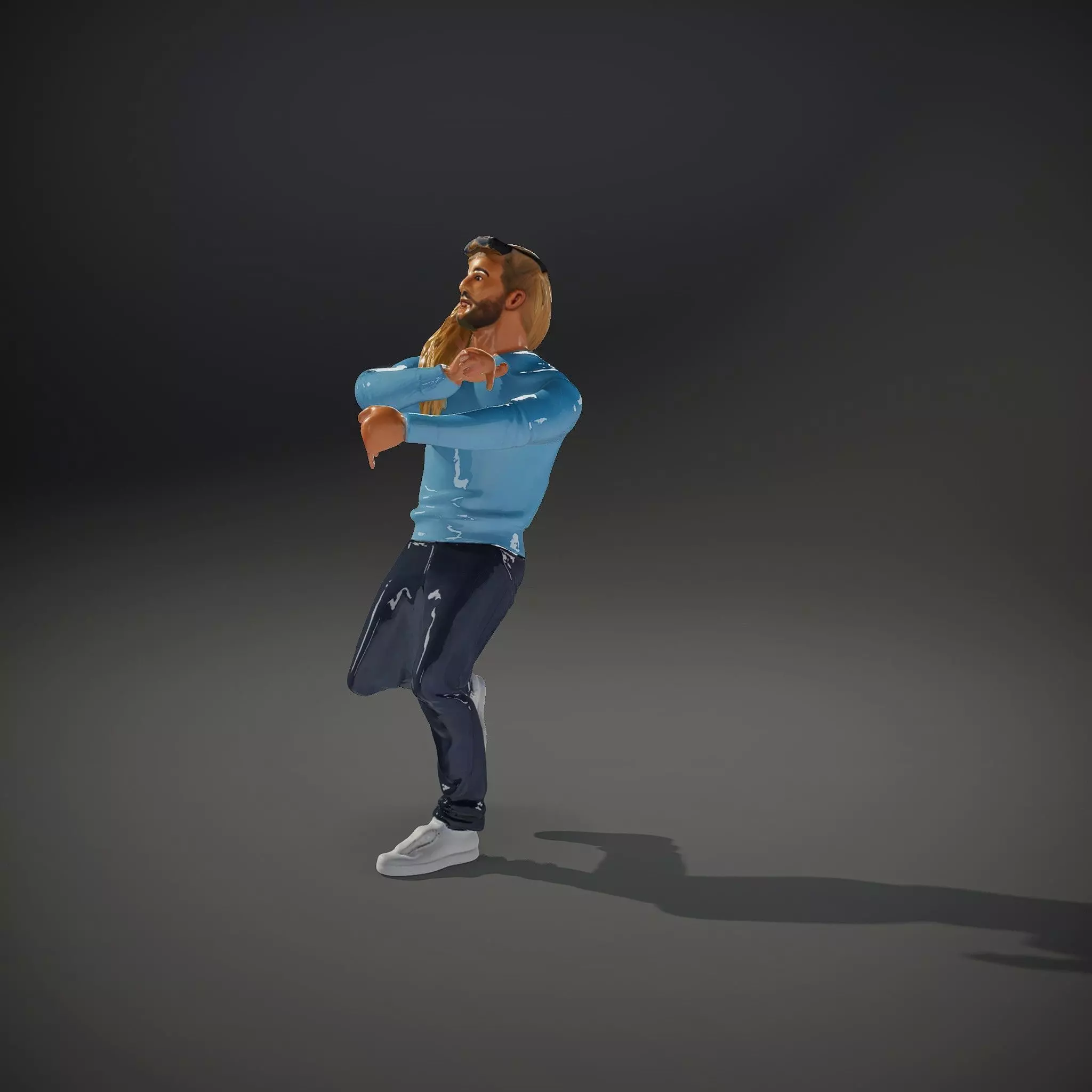 Casual Male Character Model Pack with Blue Sweater Low-poly 3D model_35
