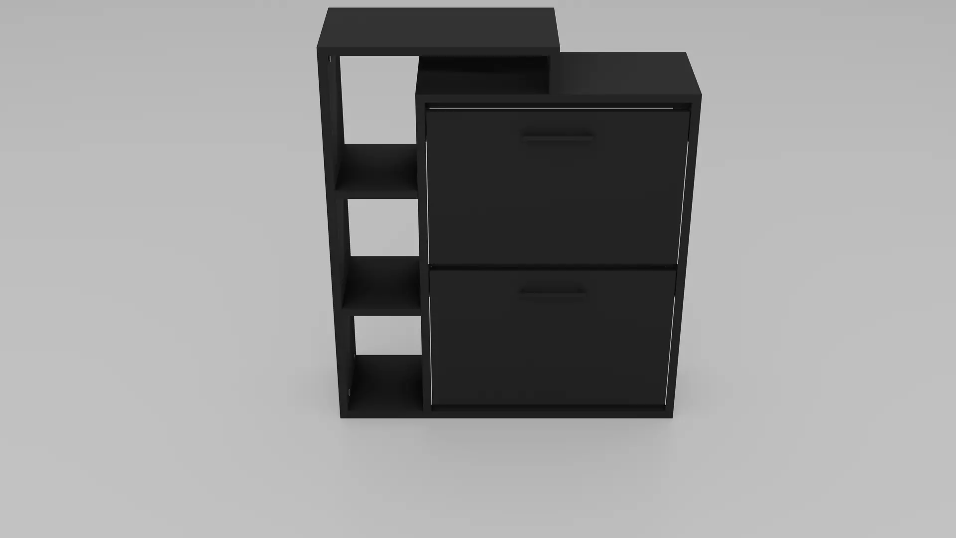 Tilting Shoe Cabinet - Variant 1 of 33 - Black - Matte Low-poly 3D model_2