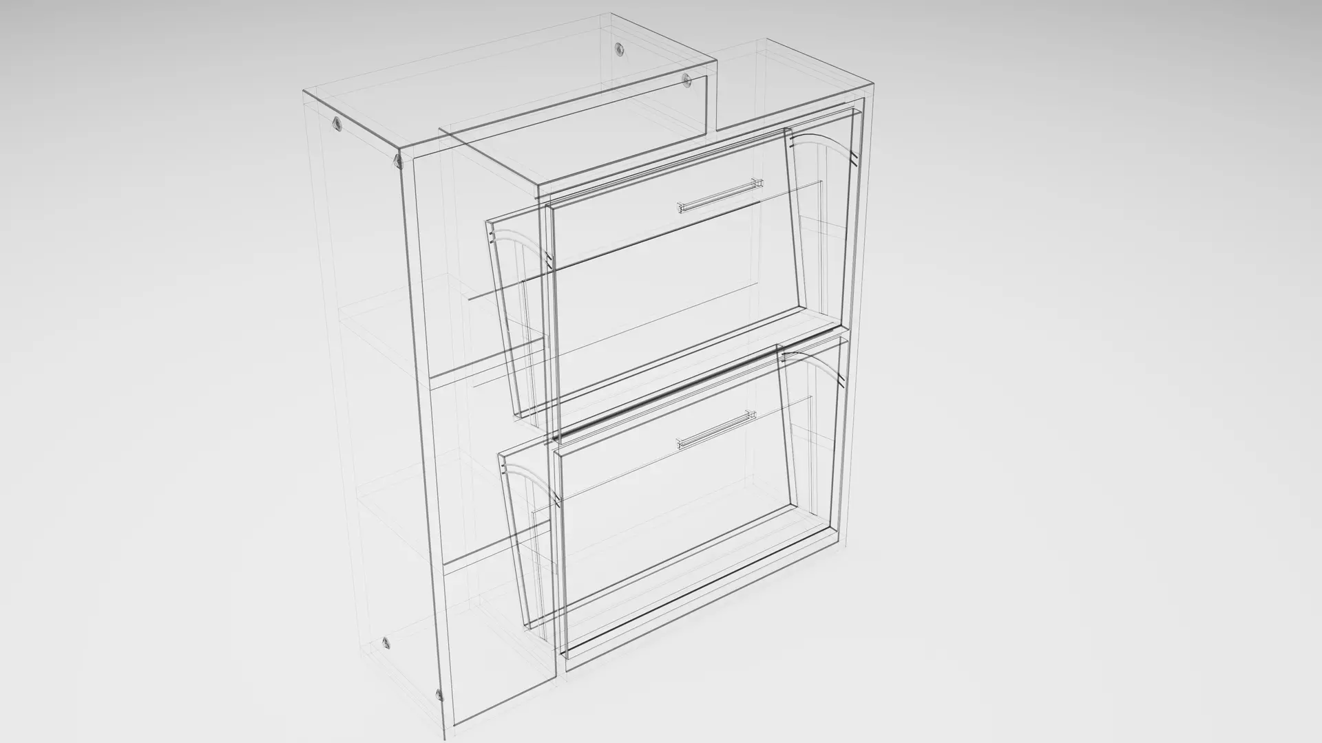 Tilting Shoe Cabinet - Variant 1 of 33 - Black - Matte Low-poly 3D model_7