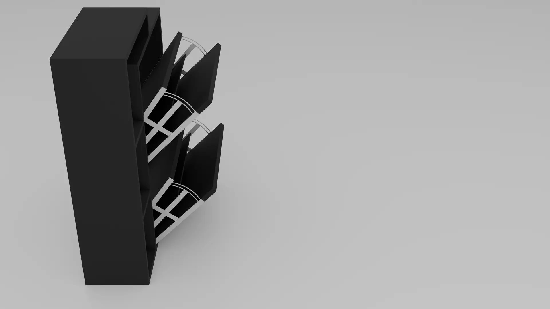 Tilting Shoe Cabinet - Variant 1 of 33 - Black - Matte Low-poly 3D model_5