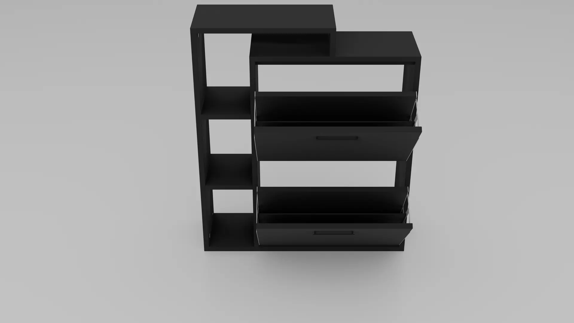 Tilting Shoe Cabinet - Variant 1 of 33 - Black - Matte Low-poly 3D model_3