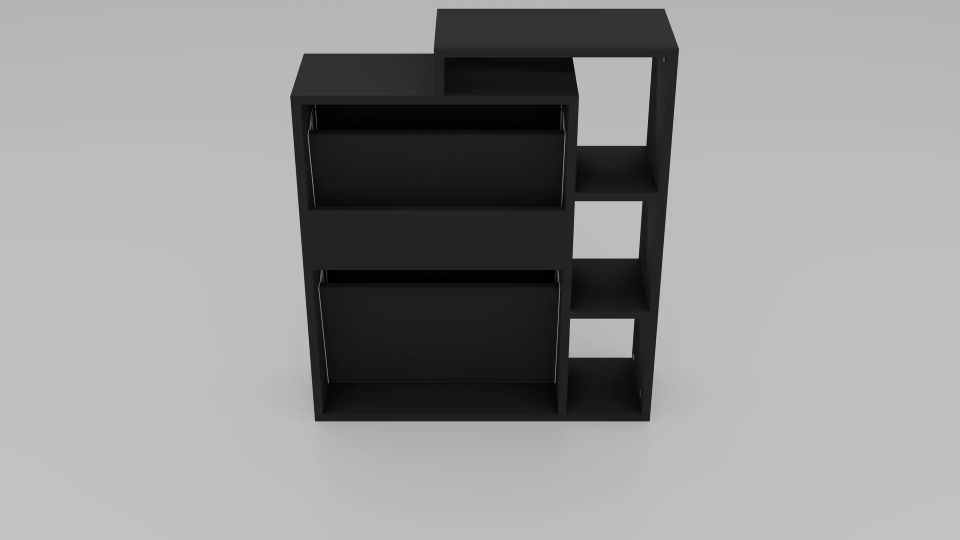 Tilting Shoe Cabinet - Variant 1 of 33 - Black - Matte Low-poly 3D model_6