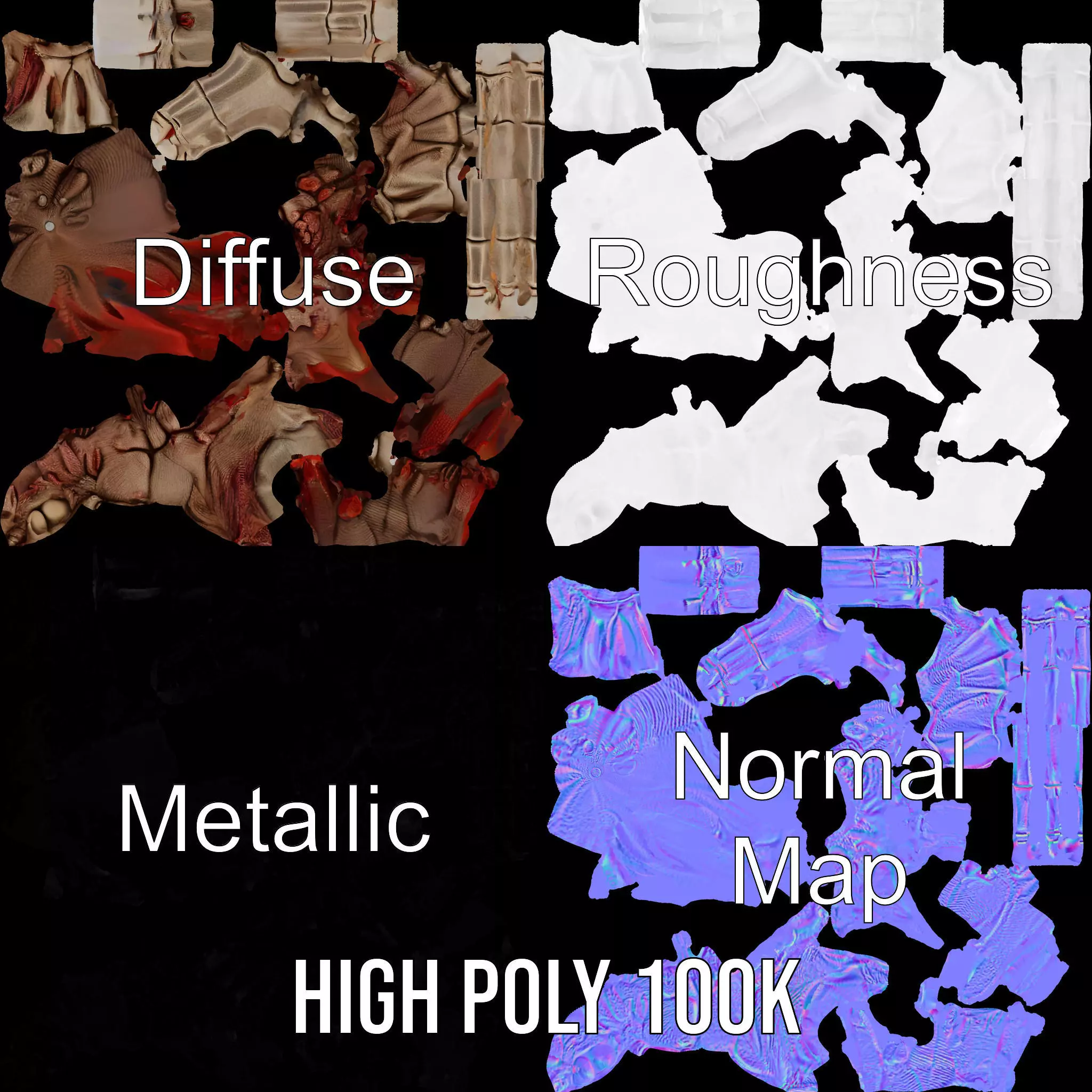 Fantasy Skeletal Claw Hand model pack Low-poly 3D model_4