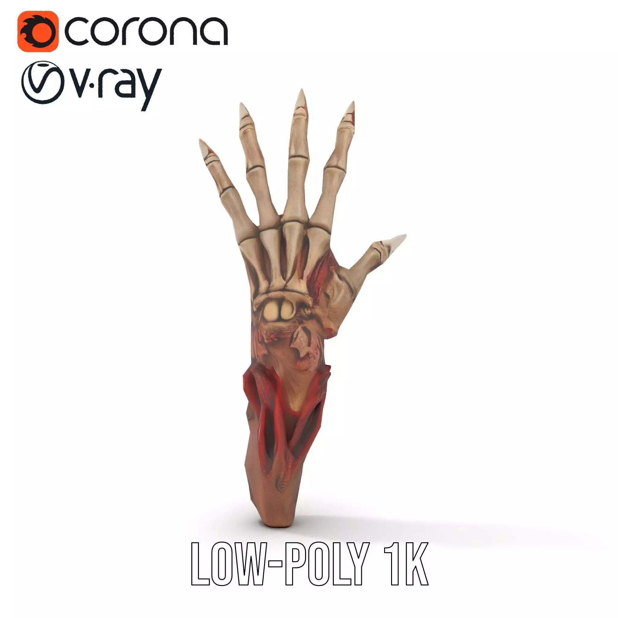 Fantasy Skeletal Claw Hand model pack Low-poly 3D model_20