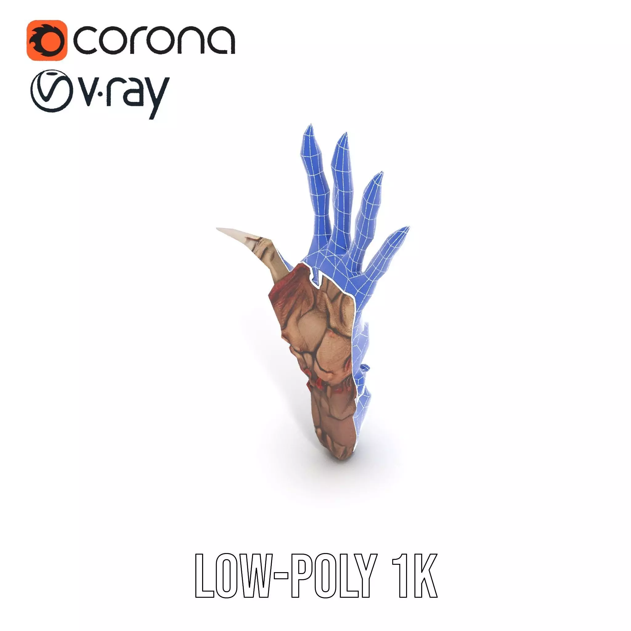 Fantasy Skeletal Claw Hand model pack Low-poly 3D model_31