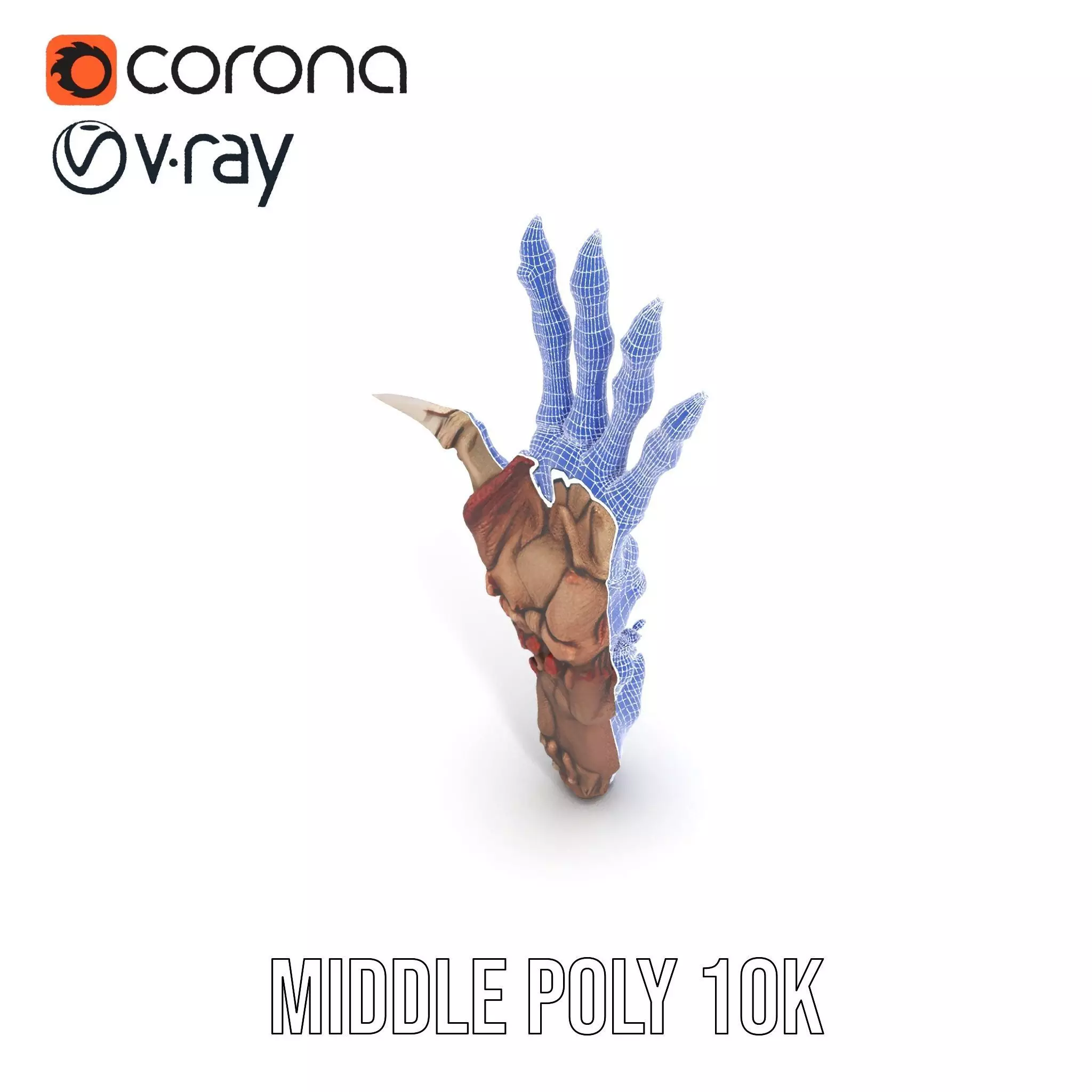 Fantasy Skeletal Claw Hand model pack Low-poly 3D model_16